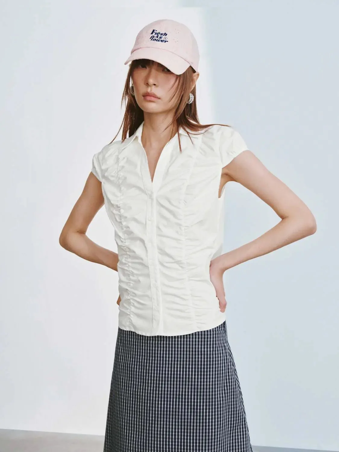 14335-cap-sleeve-shirred-skinny-fit-shirts-9.webp Cap Sleeve Shirred Skinny-Fit Shirts