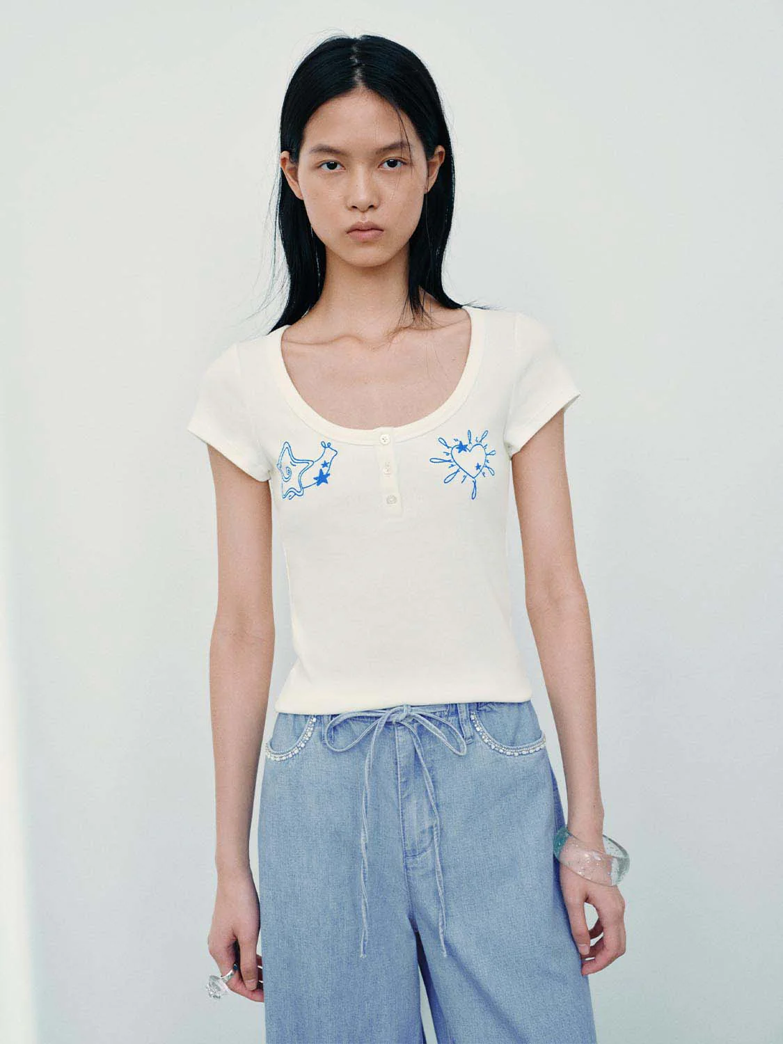 14341-embroidered-henley-neck-cotton-with-blue-motifs-t-shirts-9.webp Embroidered Henley Neck Cotton With Blue Motifs T Shirts