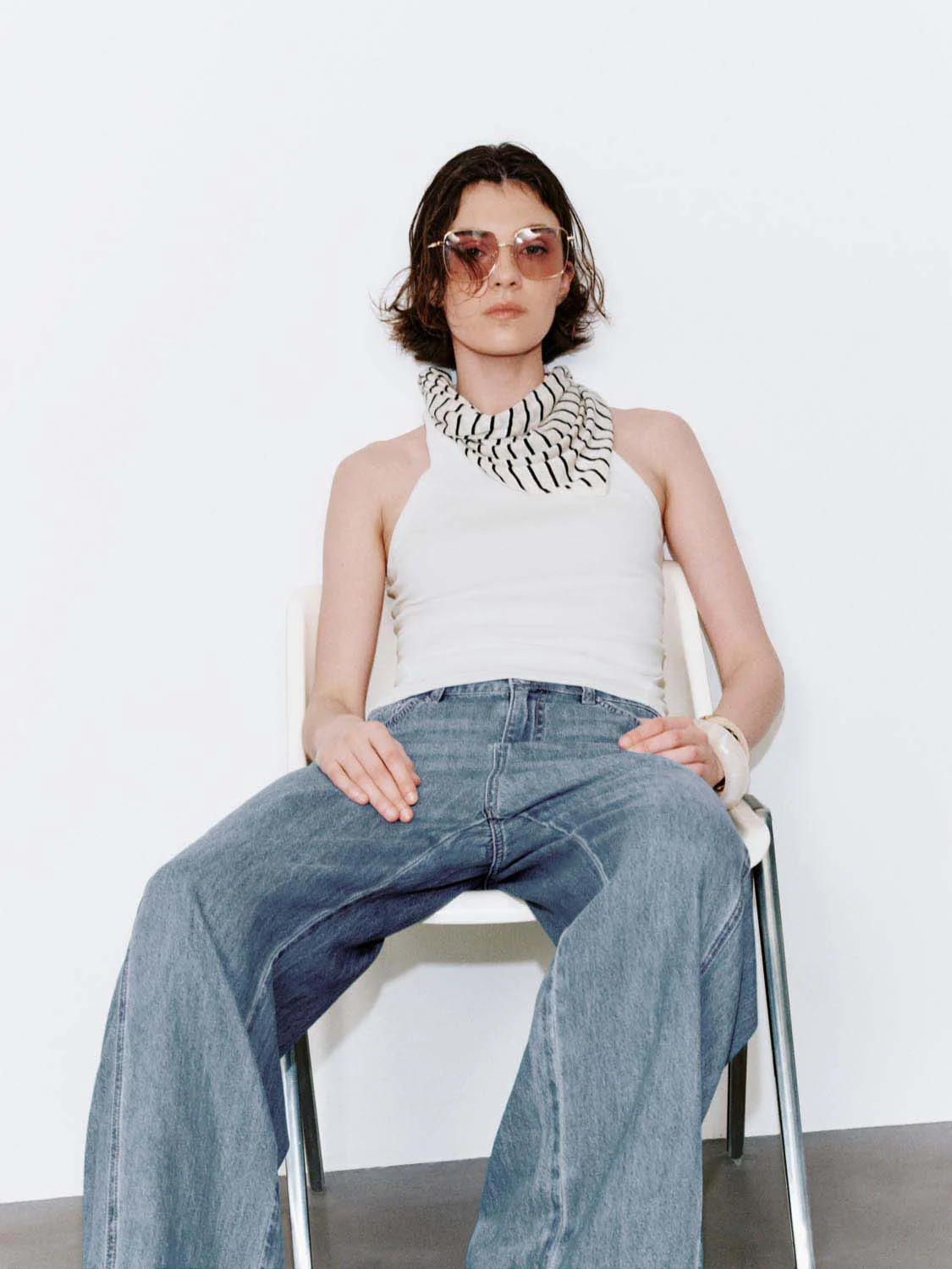 Cotton Strappy Sleeveless Skinny Fit T Shirt