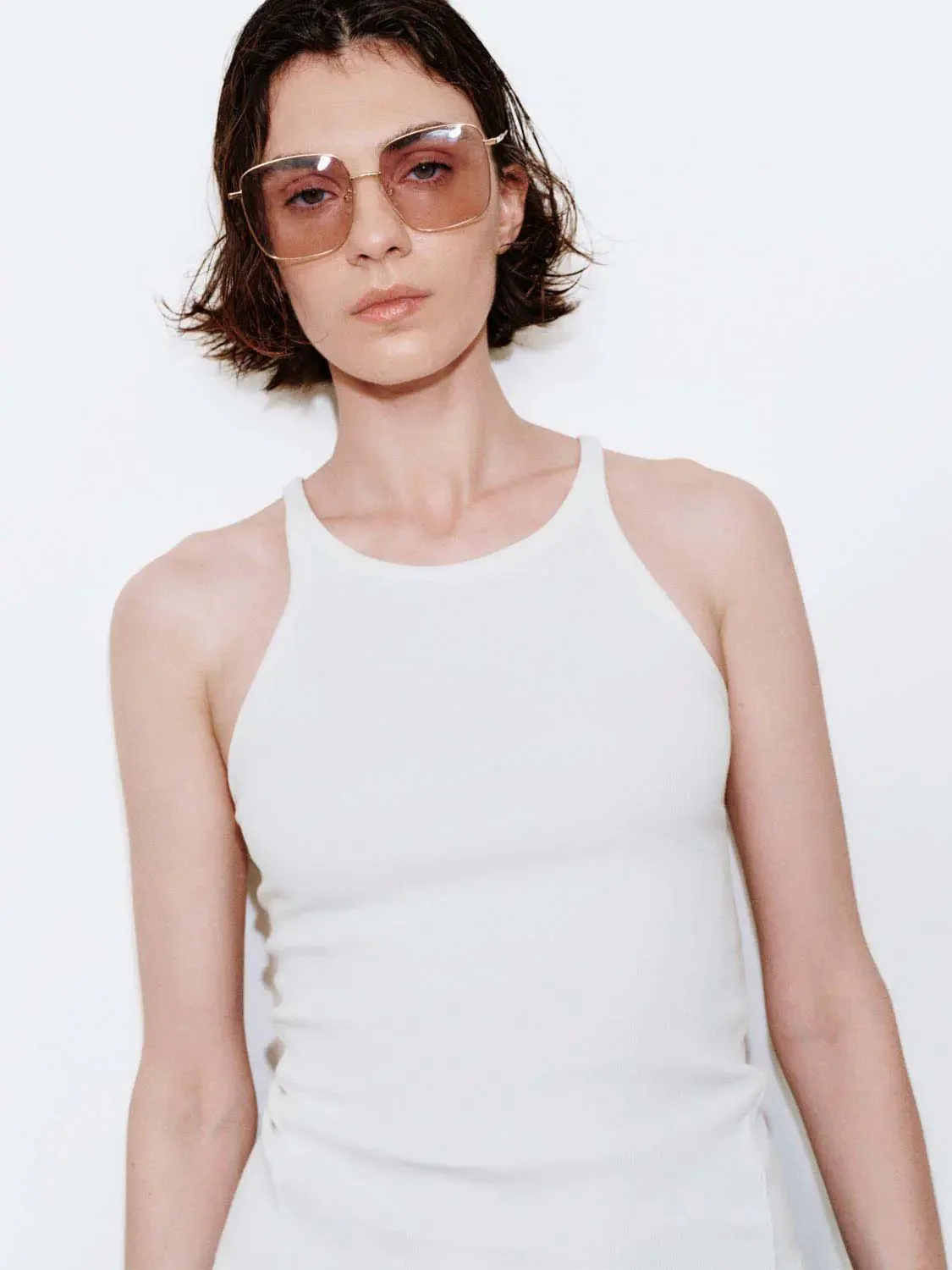 Cotton Strappy Sleeveless Skinny Fit T Shirt