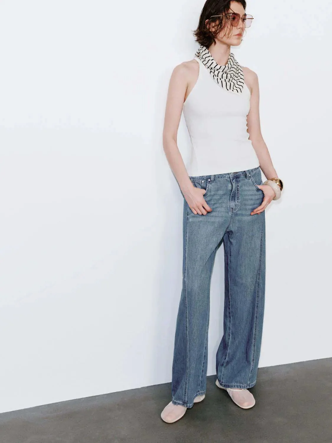 Cotton Strappy Sleeveless Skinny Fit T Shirt