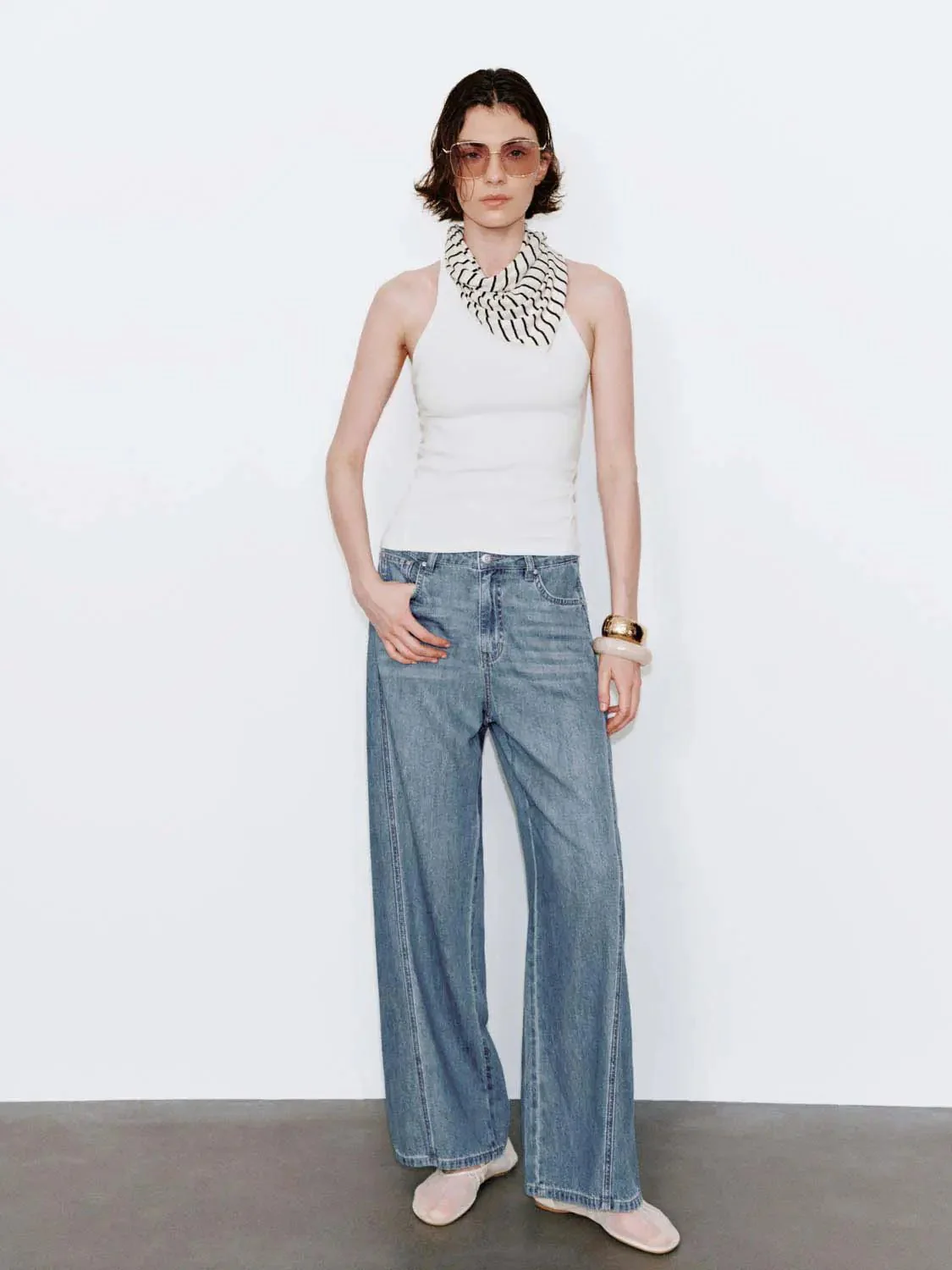 Cotton Strappy Sleeveless Skinny Fit T Shirt