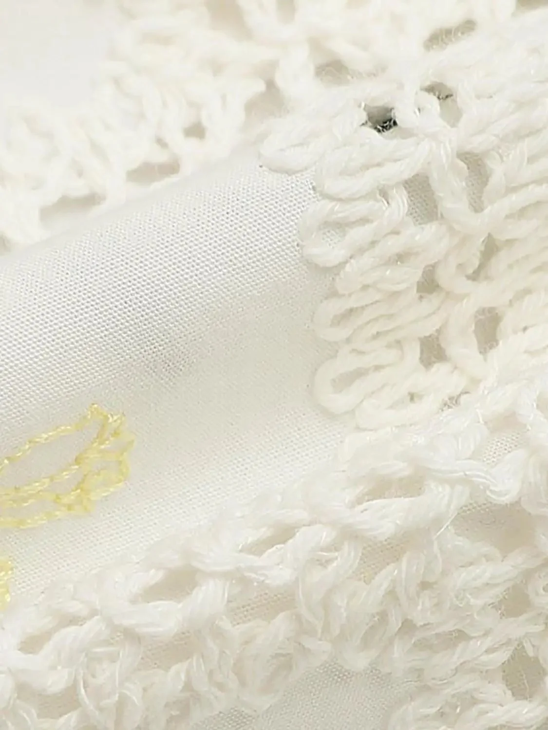 Embroidered Crochet Detail Check Short Sleeve Shirts