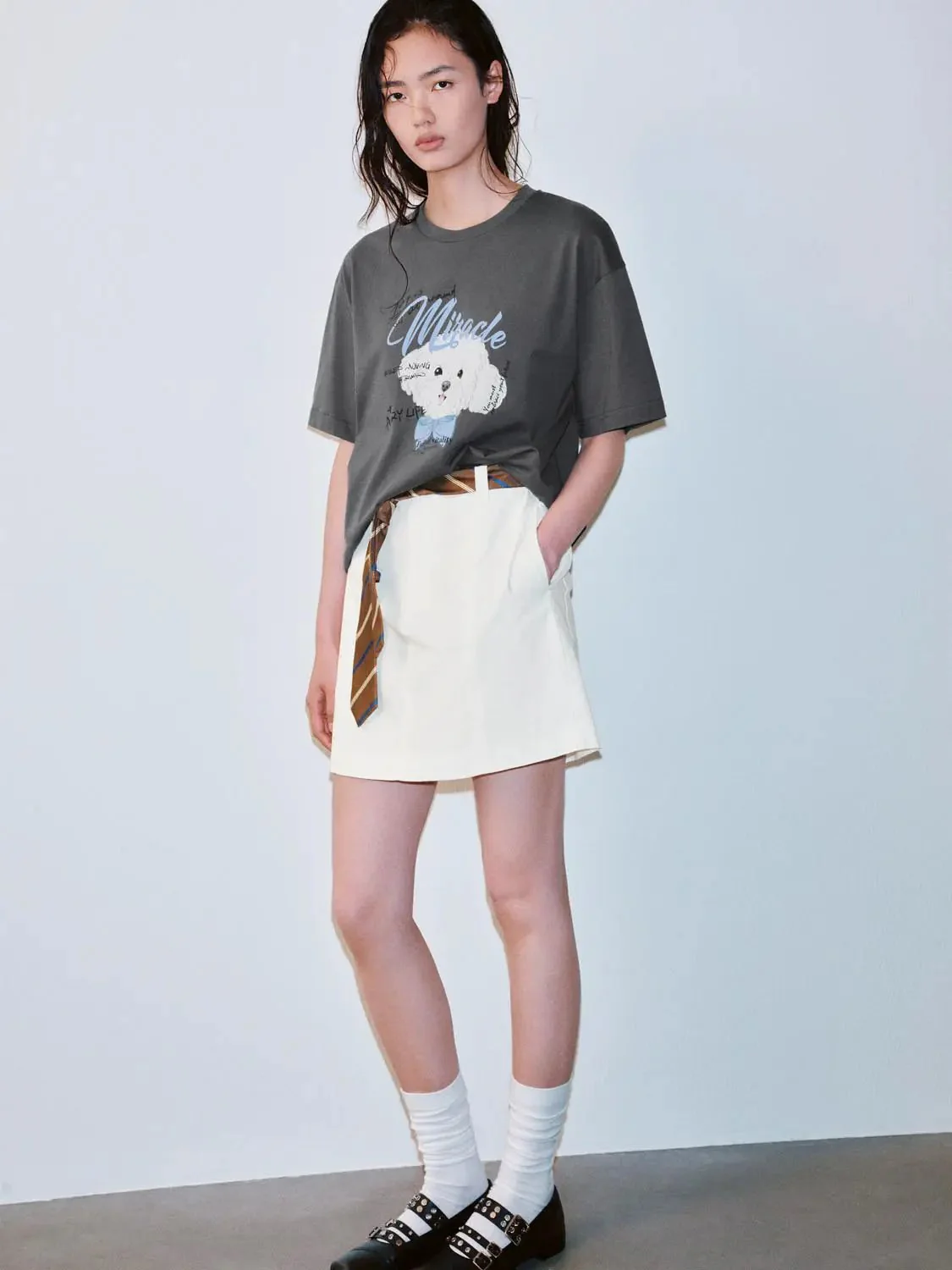 Cotton A-Line Mini Skirt With Clean Tailored Design Skirt