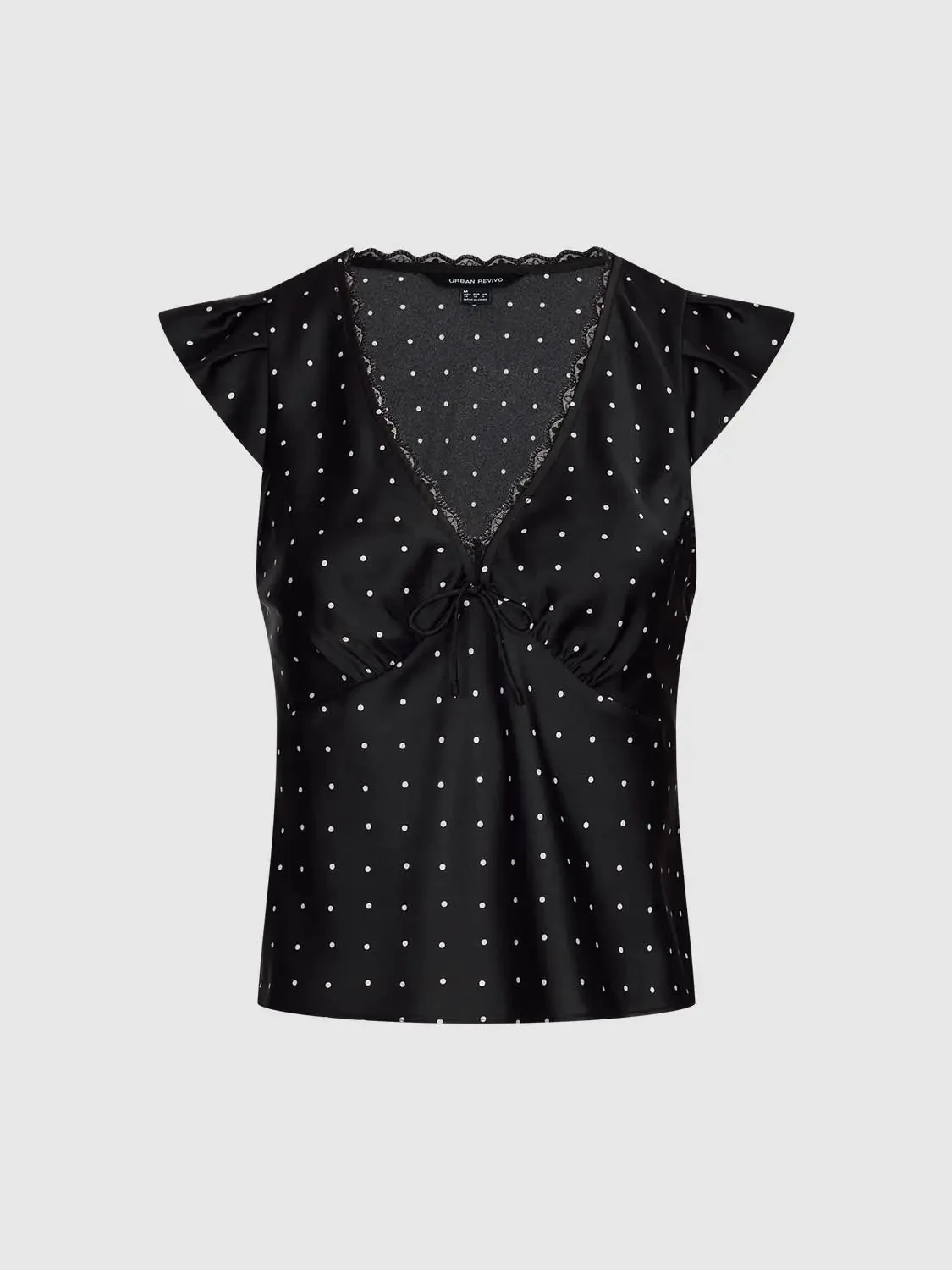 1441-lace-trim-polka-dot-v-neck-sleeveless-top-1.webp Lace Trim Polka Dot V Neck Sleeveless Top