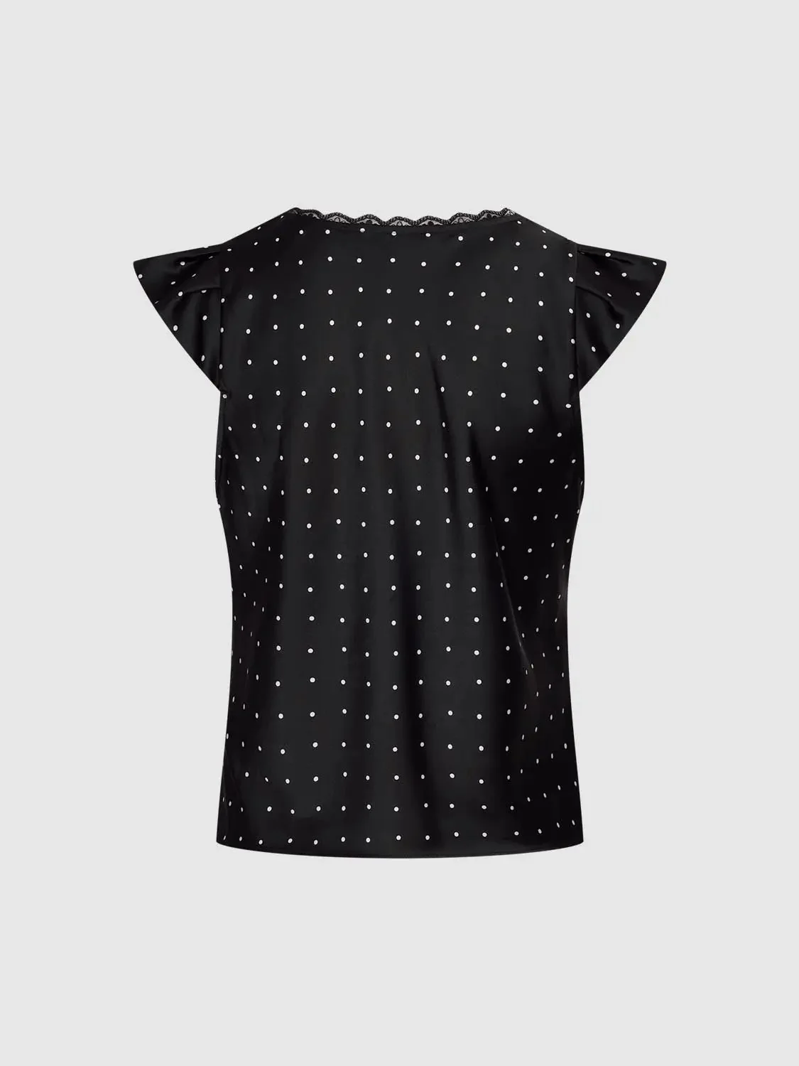 1441-lace-trim-polka-dot-v-neck-sleeveless-top-2.webp Lace Trim Polka Dot V Neck Sleeveless Top