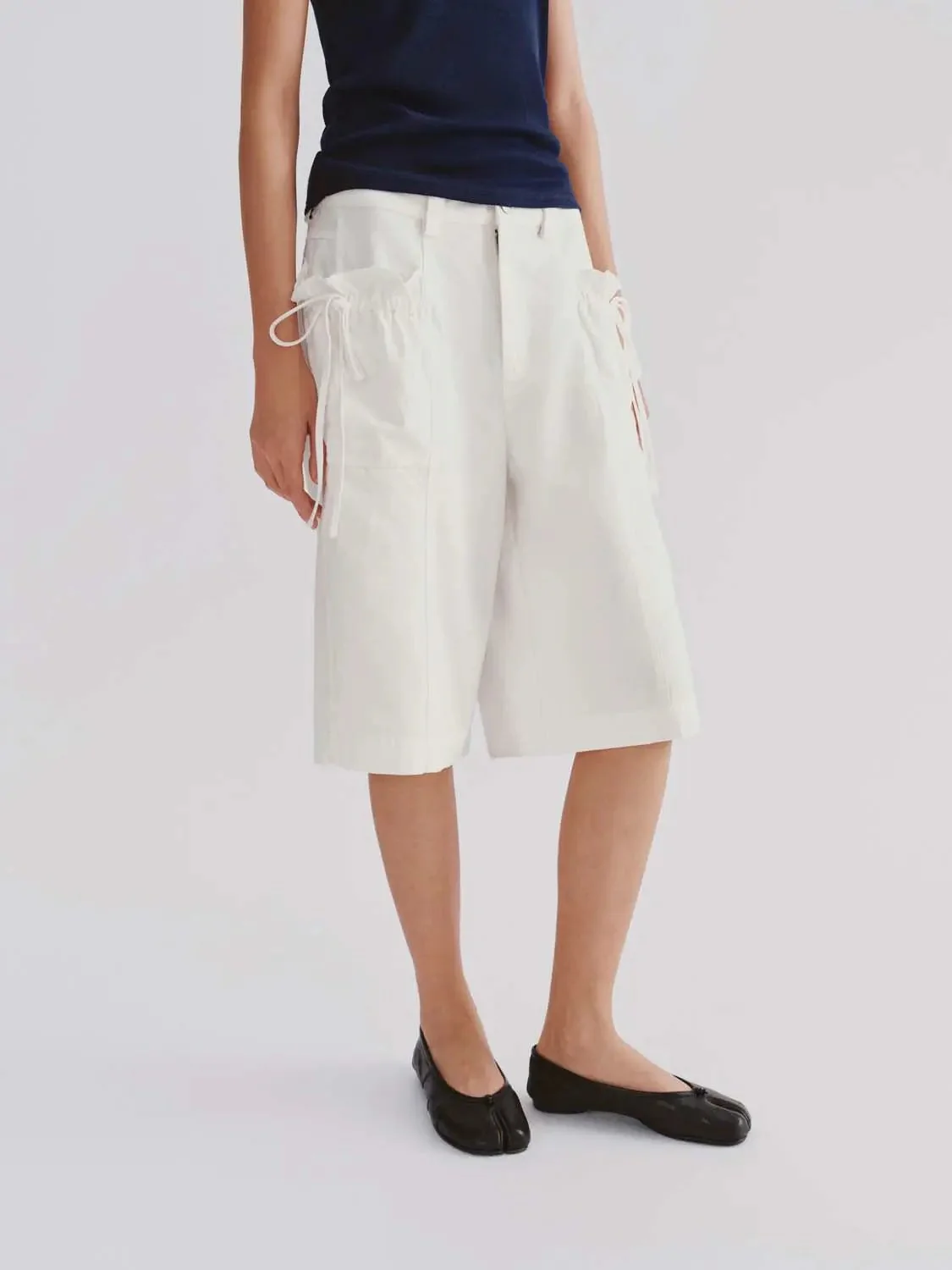 Ruffle Bow Detail Cropped Wide Leg Pants