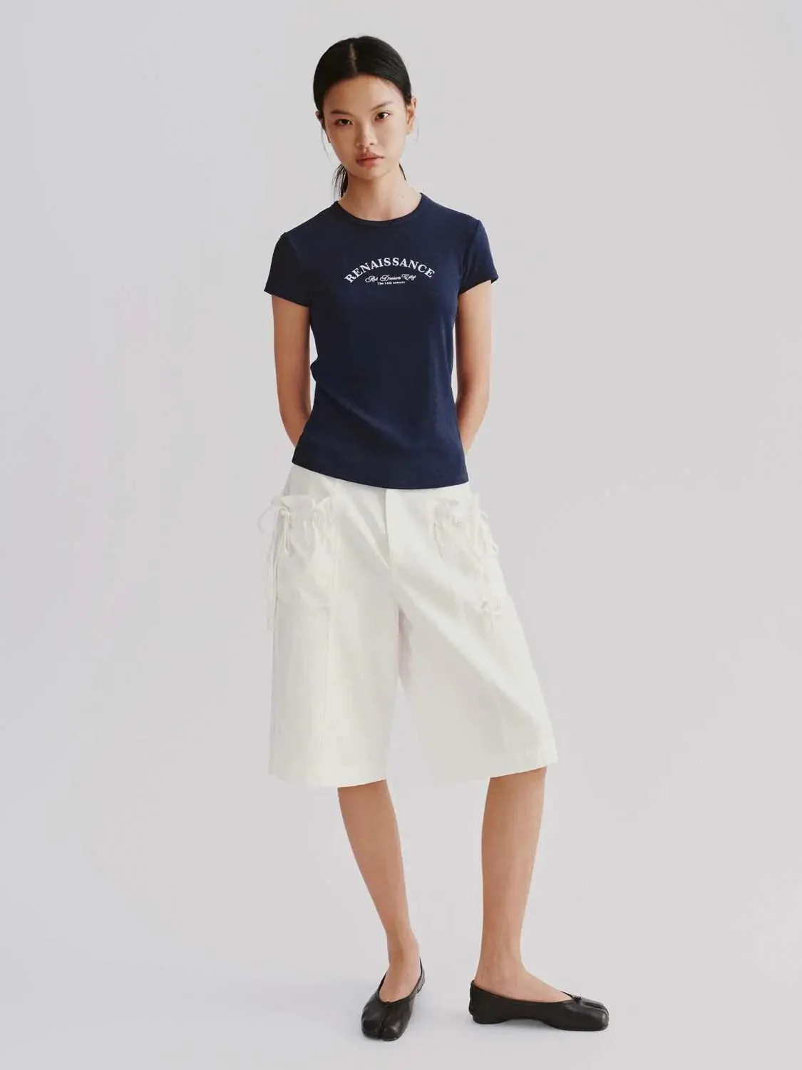 Ruffle Bow Detail Cropped Wide Leg Pants