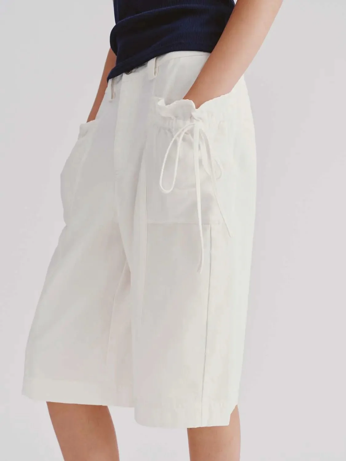 Ruffle Bow Detail Cropped Wide Leg Pants