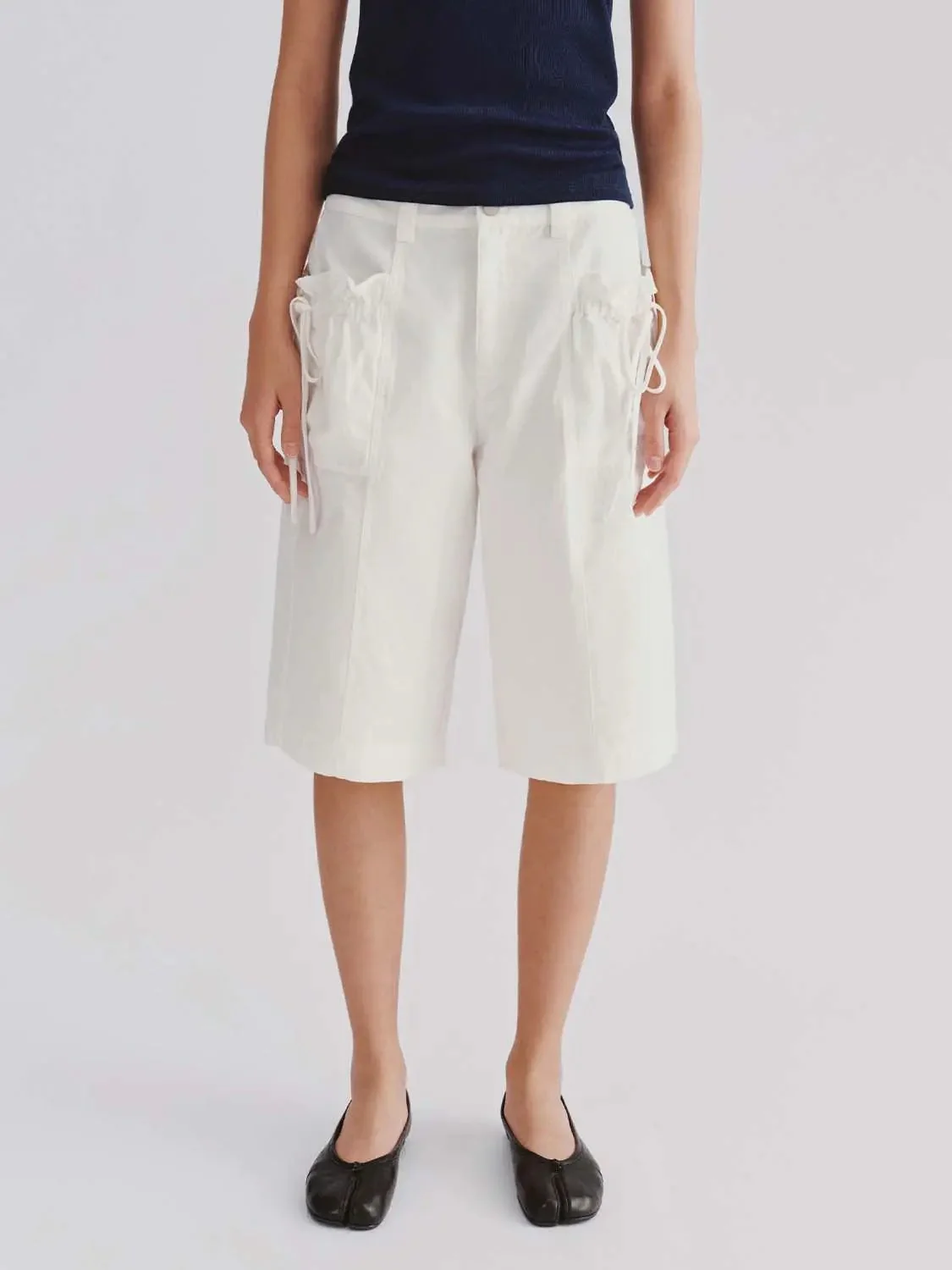 Ruffle Bow Detail Cropped Wide Leg Pants