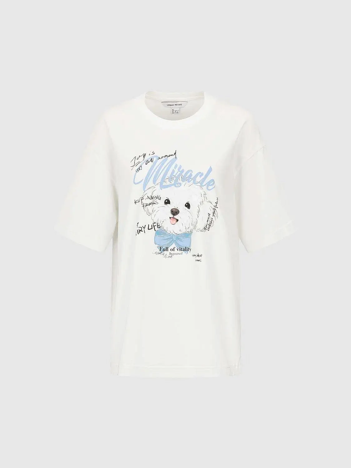 Cotton Graphic Dog Illustration With Miracle Print Tee