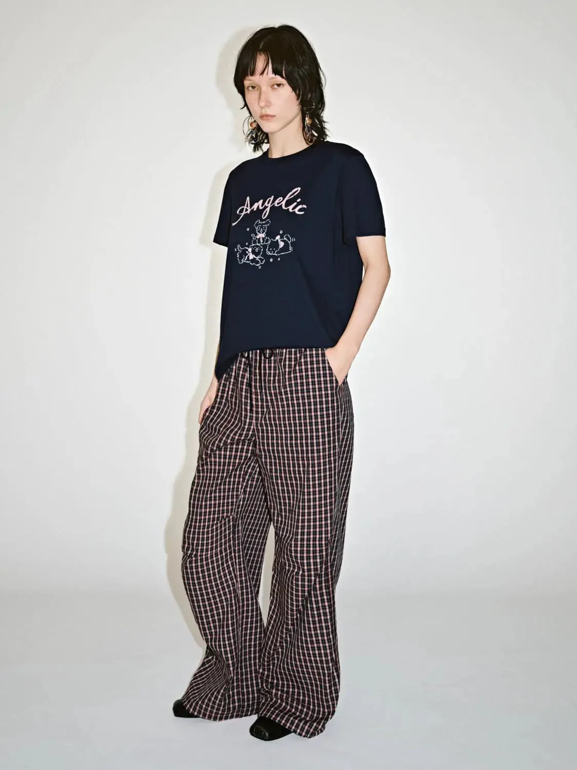 Cotton Angelic Bear Print Graphic T-Shirts