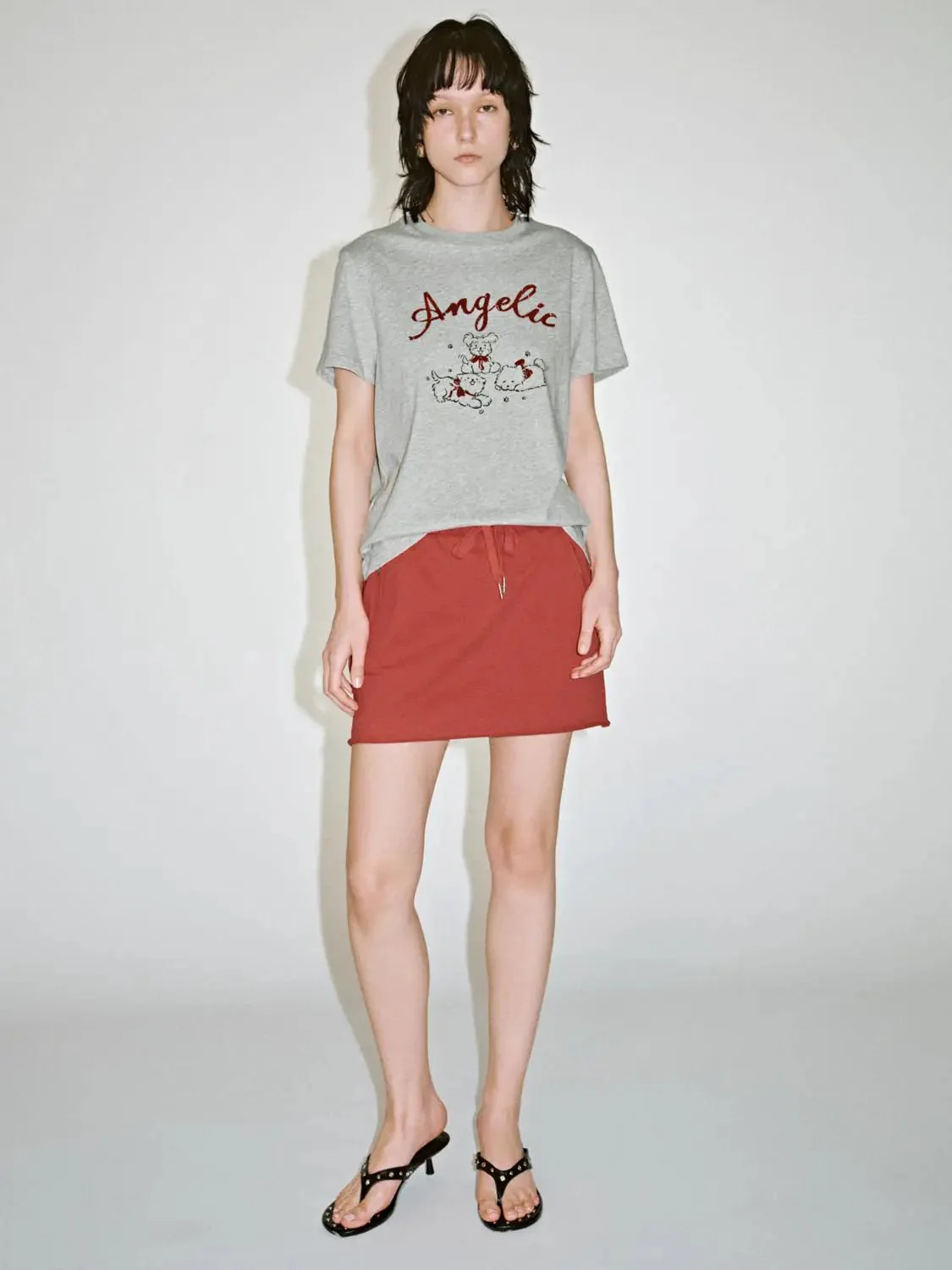Cotton Angelic Bear Print Graphic T-Shirts