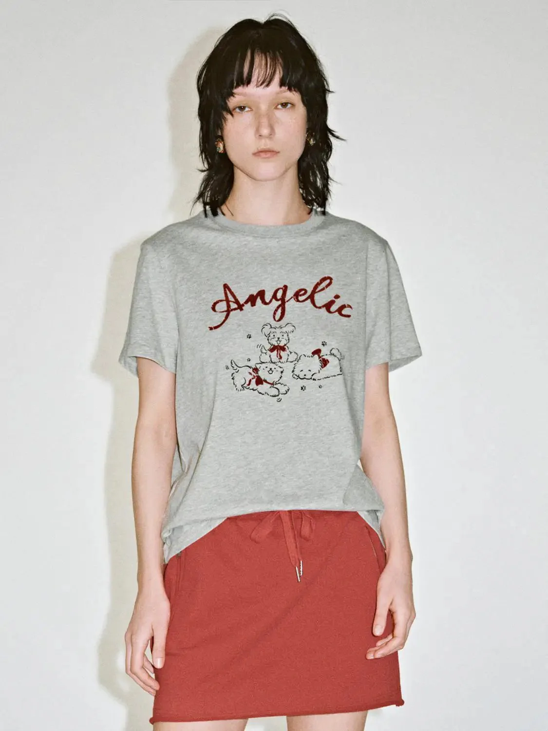 Cotton Angelic Bear Print Graphic T-Shirts