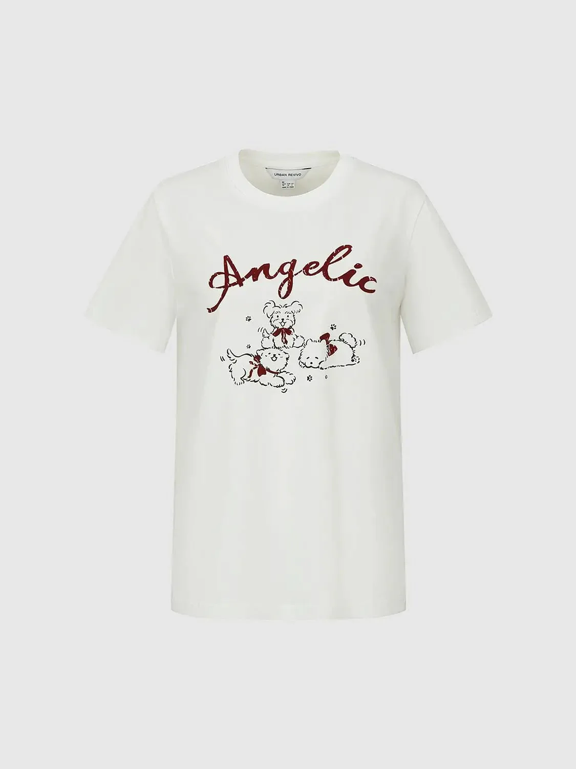 Cotton Angelic Bear Print Graphic T-Shirts