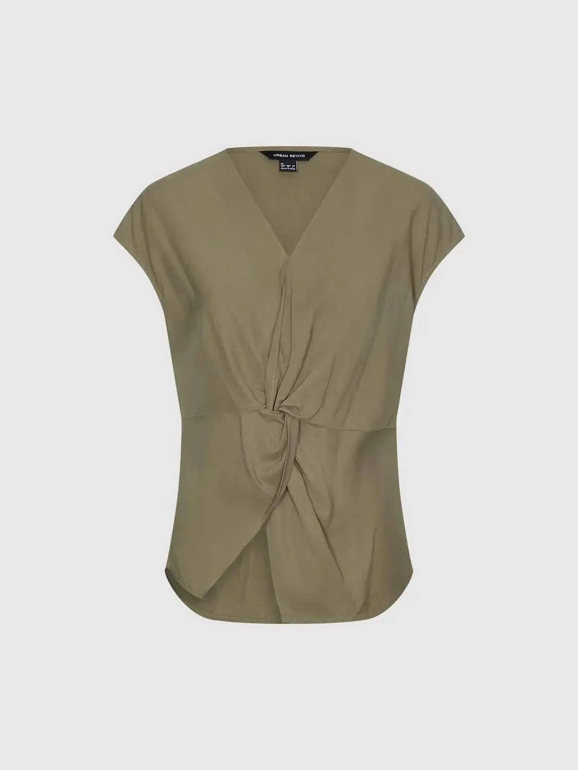 14476-front-knot-v-neck-cap-sleeve-overhead-shirts-4.webp Front Knot V-Neck Cap Sleeve Overhead Shirts