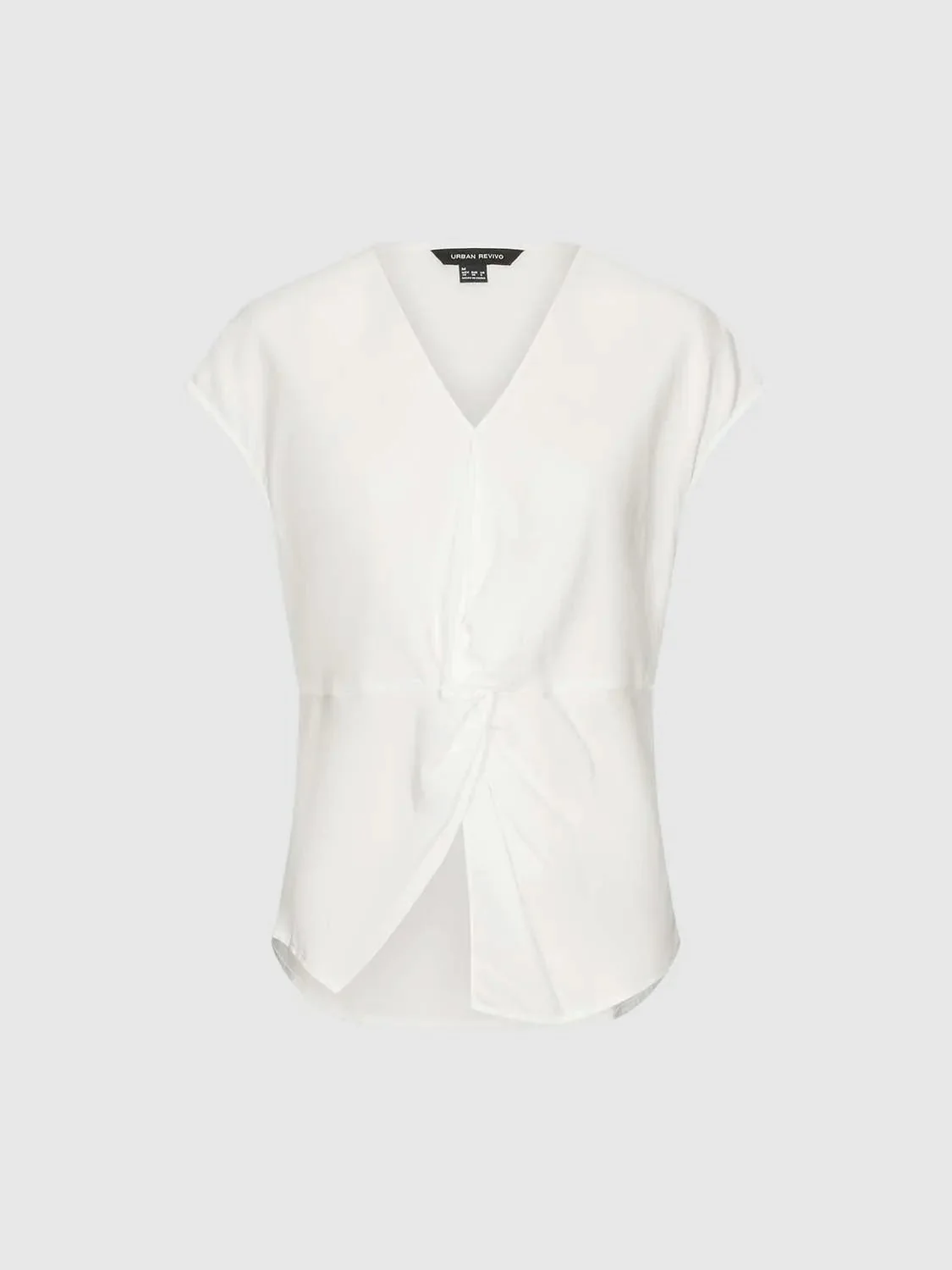 14476-front-knot-v-neck-cap-sleeve-overhead-shirts-7.webp Front Knot V-Neck Cap Sleeve Overhead Shirts
