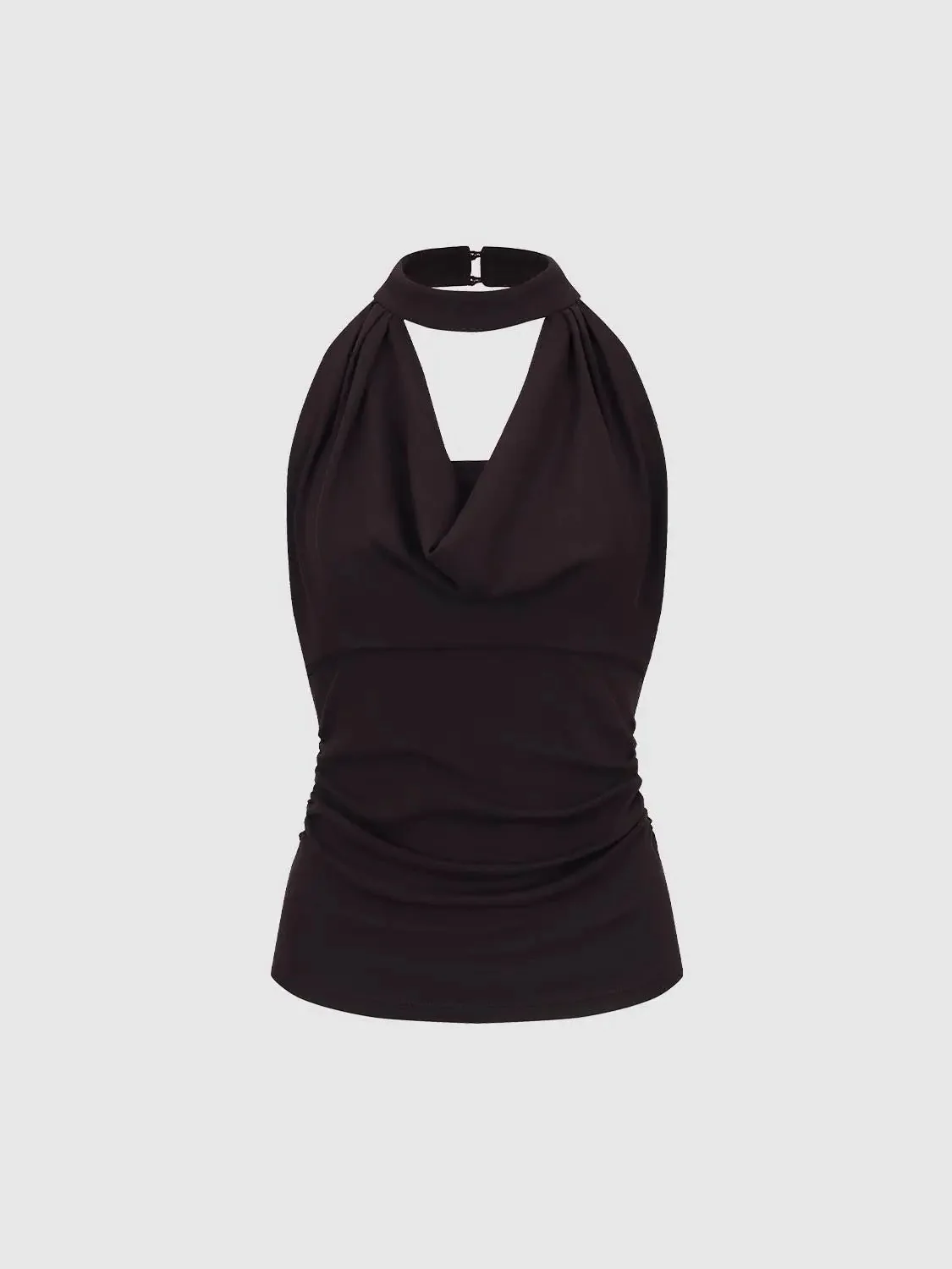 1456-halter-neck-cowl-draped-ruched-elegant-tank-top-7.webp Halter Neck Cowl Draped Ruched Elegant Tank Top