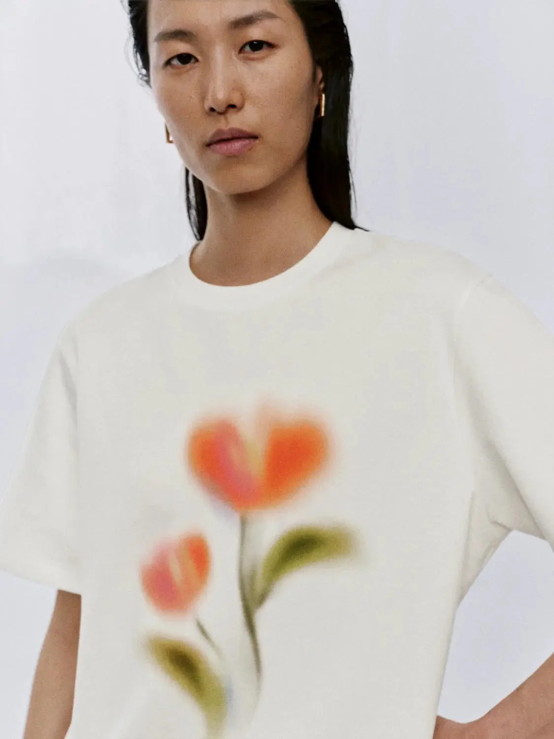 14582-cotton-blend-floral-print-short-sleeve-t-shirt-3.webp Cotton Blend Floral Print Short Sleeve T Shirt