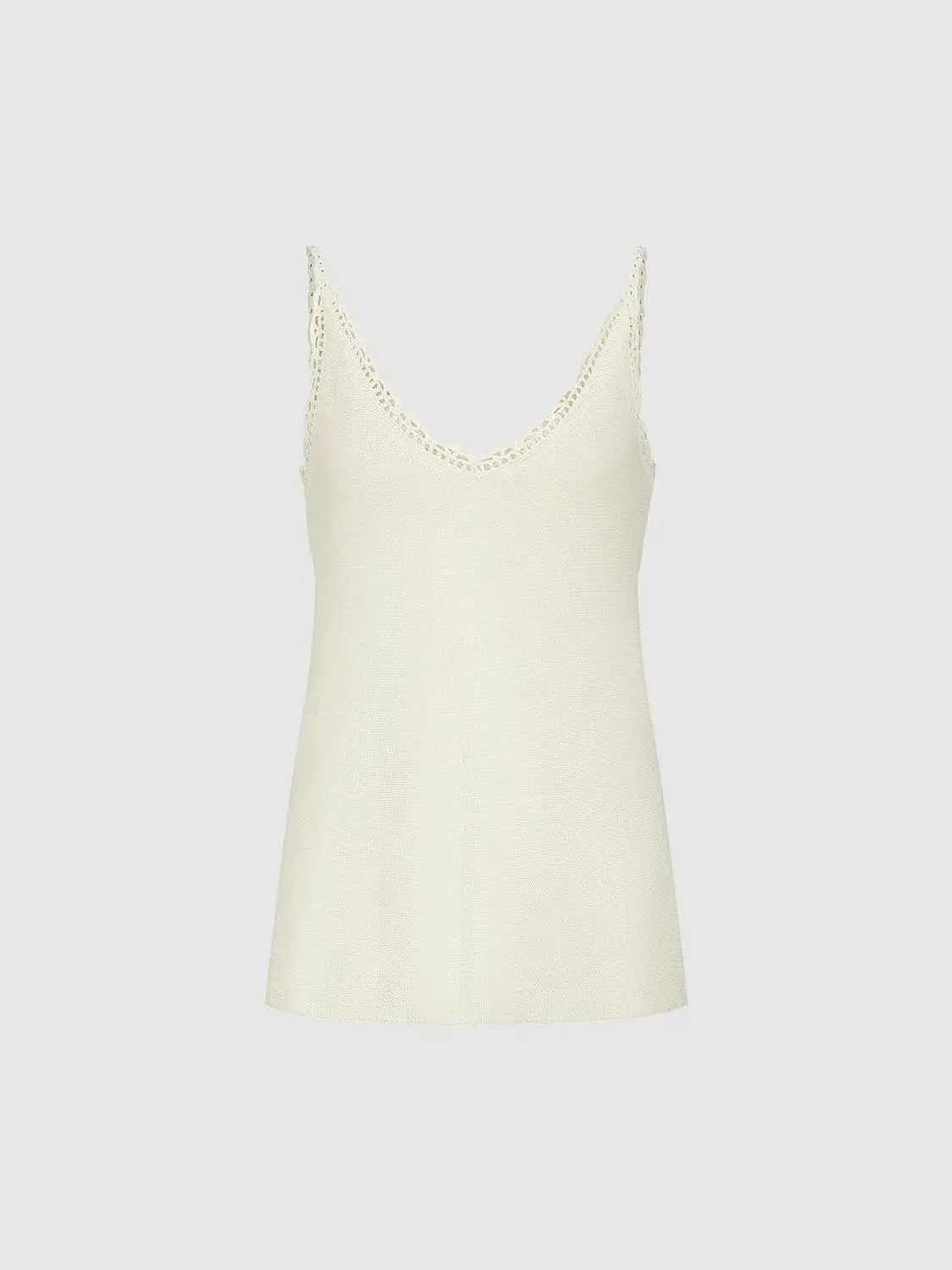 Lace Trim Strappy Knitted T-Shirts