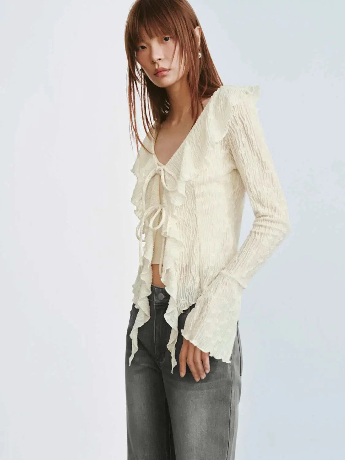 14721-ruffle-collar-lace-up-shirts-2.webp Ruffle Collar Lace-Up Shirts