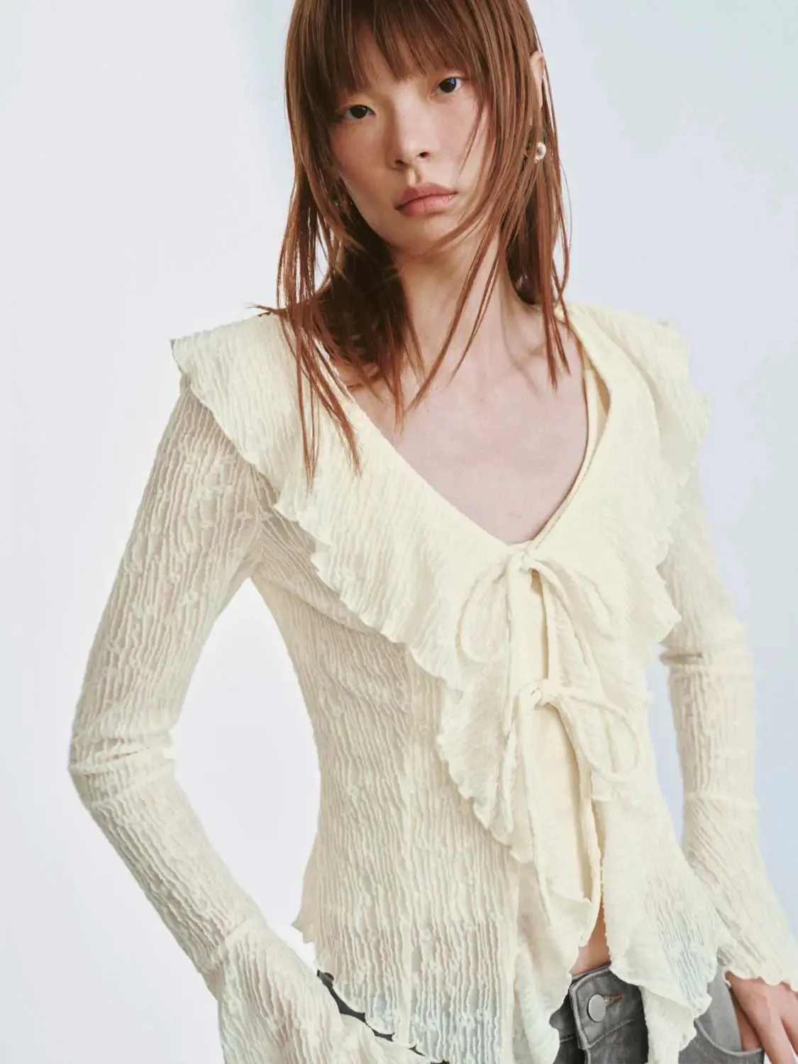 14721-ruffle-collar-lace-up-shirts-3.webp Ruffle Collar Lace-Up Shirts