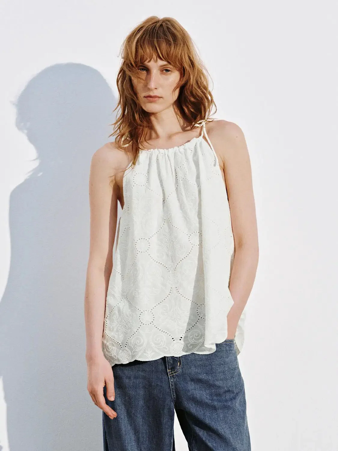 Guipure Detail Strappy Cami Tops