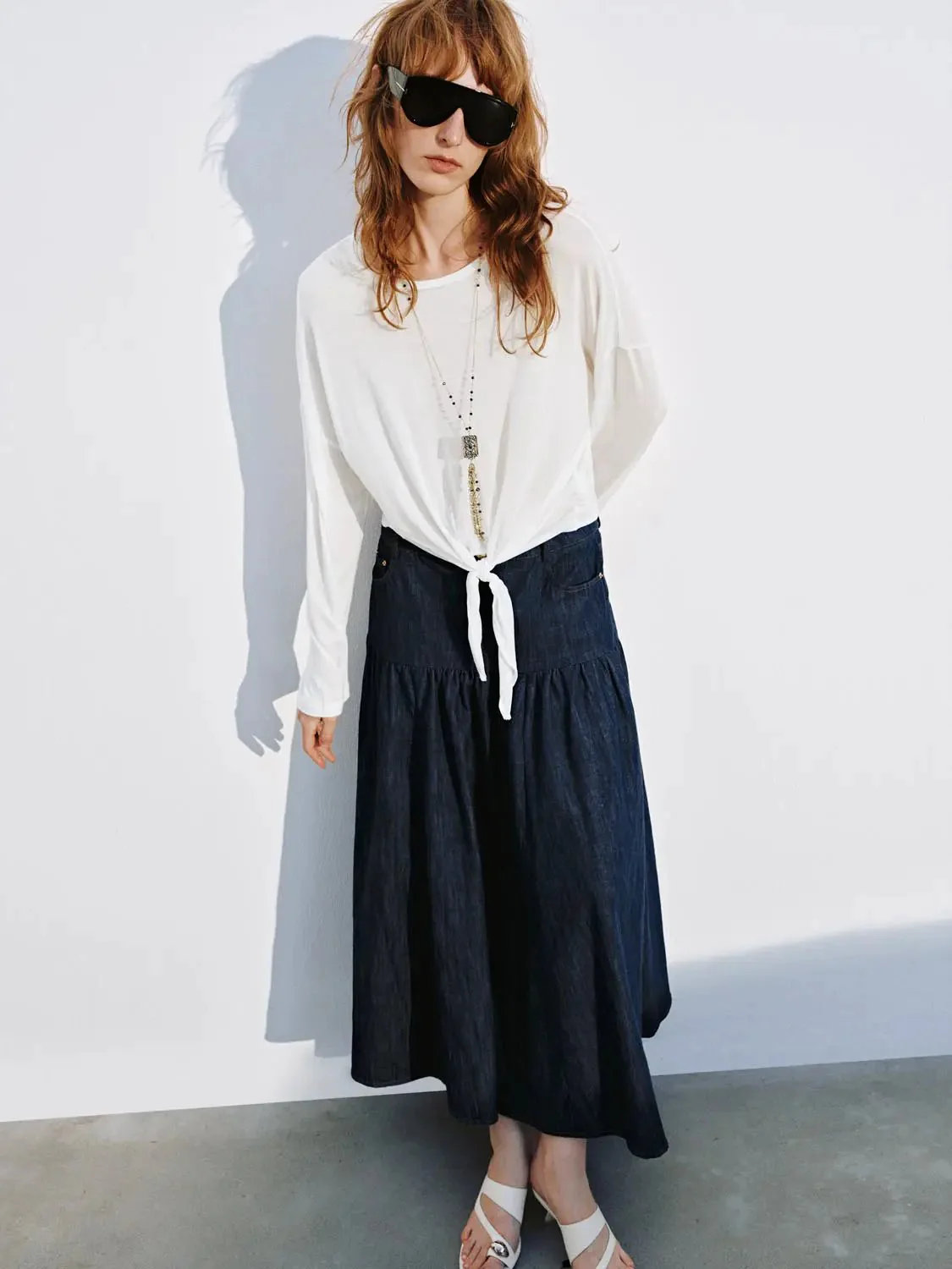 14849-lyocell-front-knot-crew-neck-long-sleeve-t-shirts-4.webp Lyocell Front Knot Crew Neck Long Sleeve T Shirts
