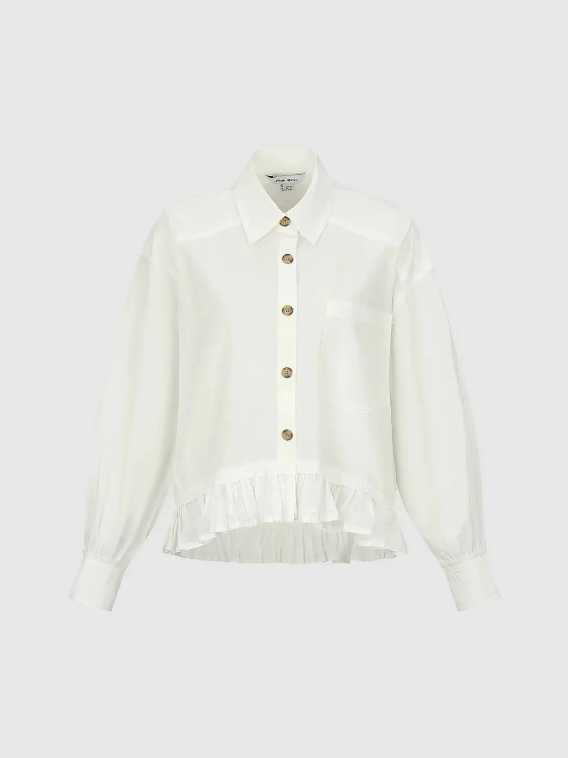 Ruffle Trim Shirring Detail Shirts