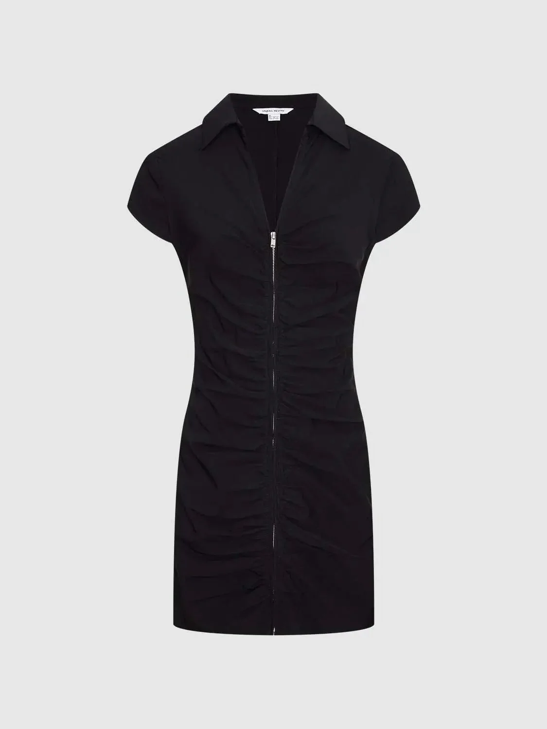 14942-viscose-blend-polo-neck-shirring-zip-up-mini-dress-7.webp Viscose Blend Polo Neck Shirring Zip Up Mini Dress
