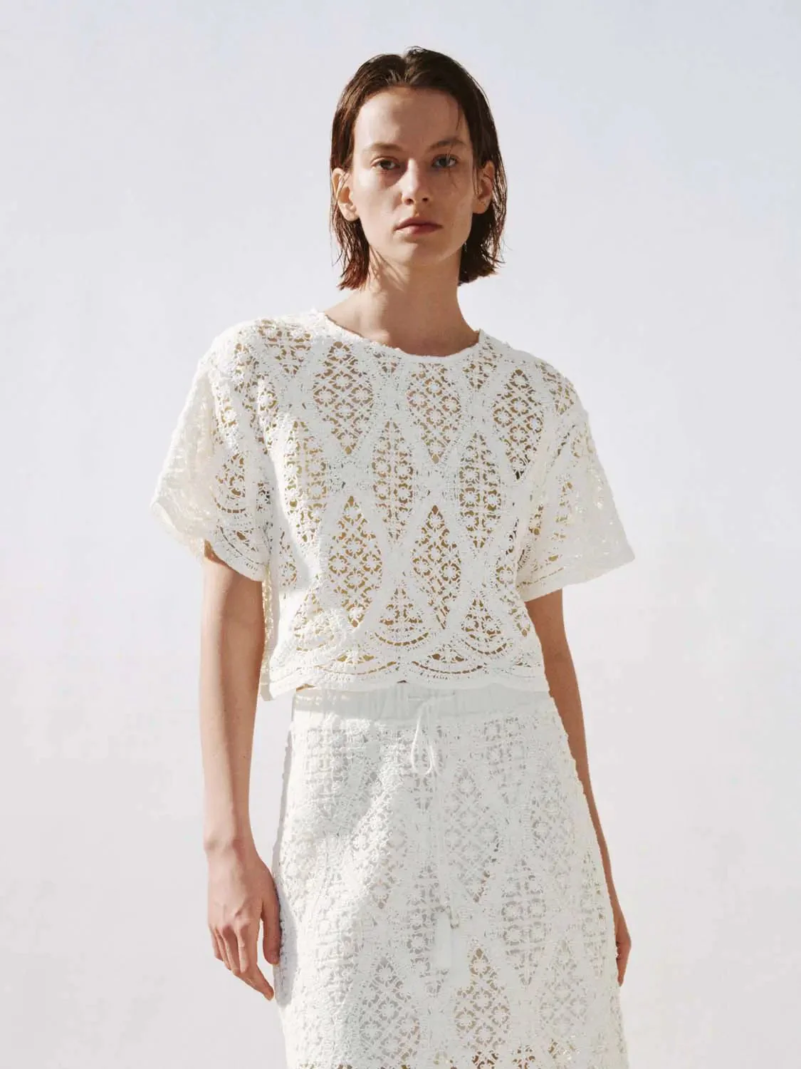 14965-white-xs-white-xs-variation-1.webp Crochet Open Knit Short Sleeve Shirts