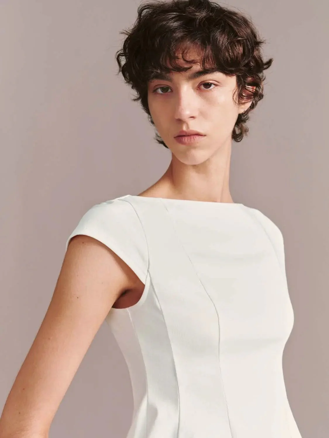 14970-cotton-blend-nipped-waist-cap-sleeve-top-3.webp Cotton Blend Nipped Waist Cap Sleeve Top