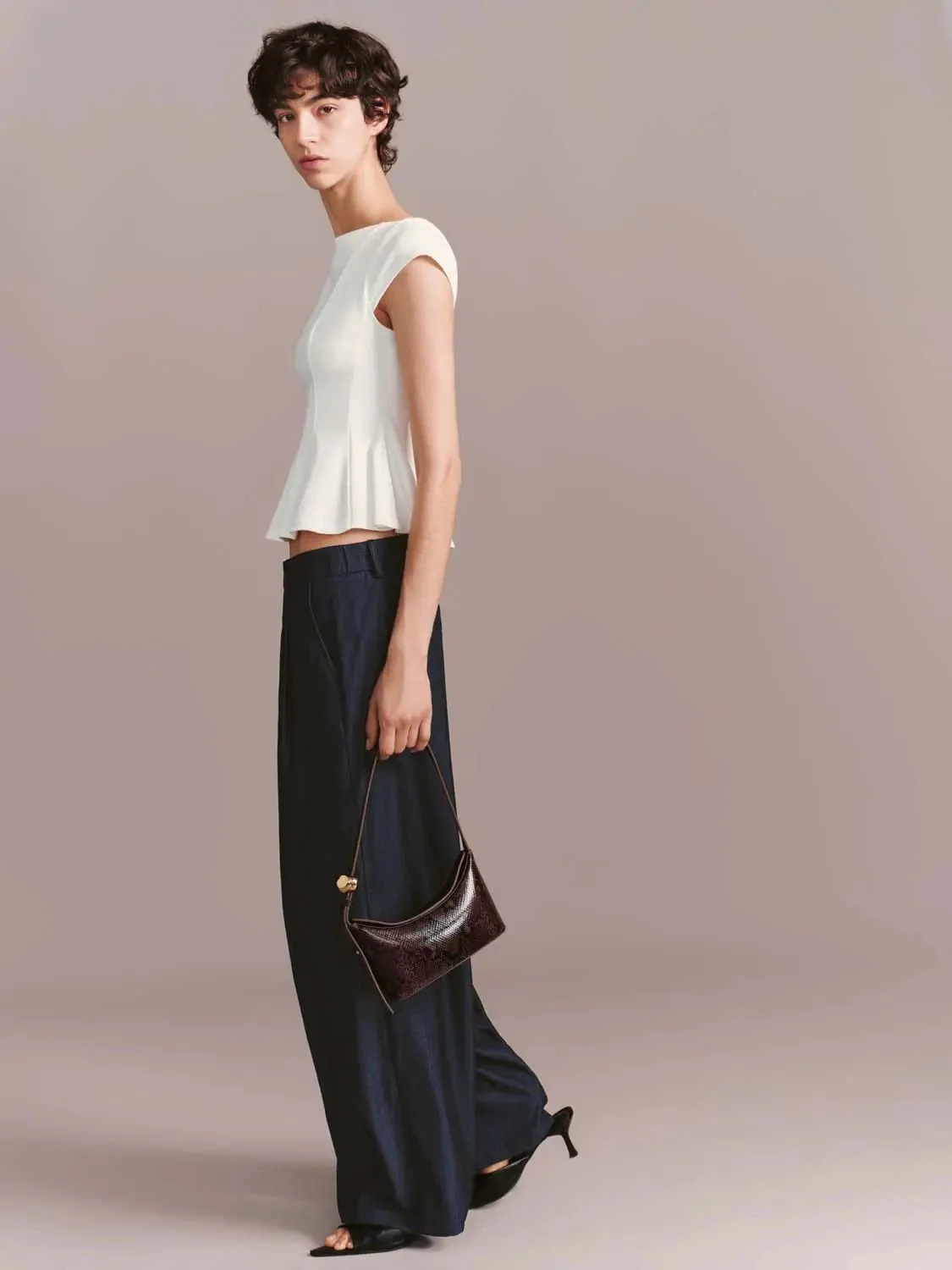 14970-cotton-blend-nipped-waist-cap-sleeve-top-5.webp Cotton Blend Nipped Waist Cap Sleeve Top