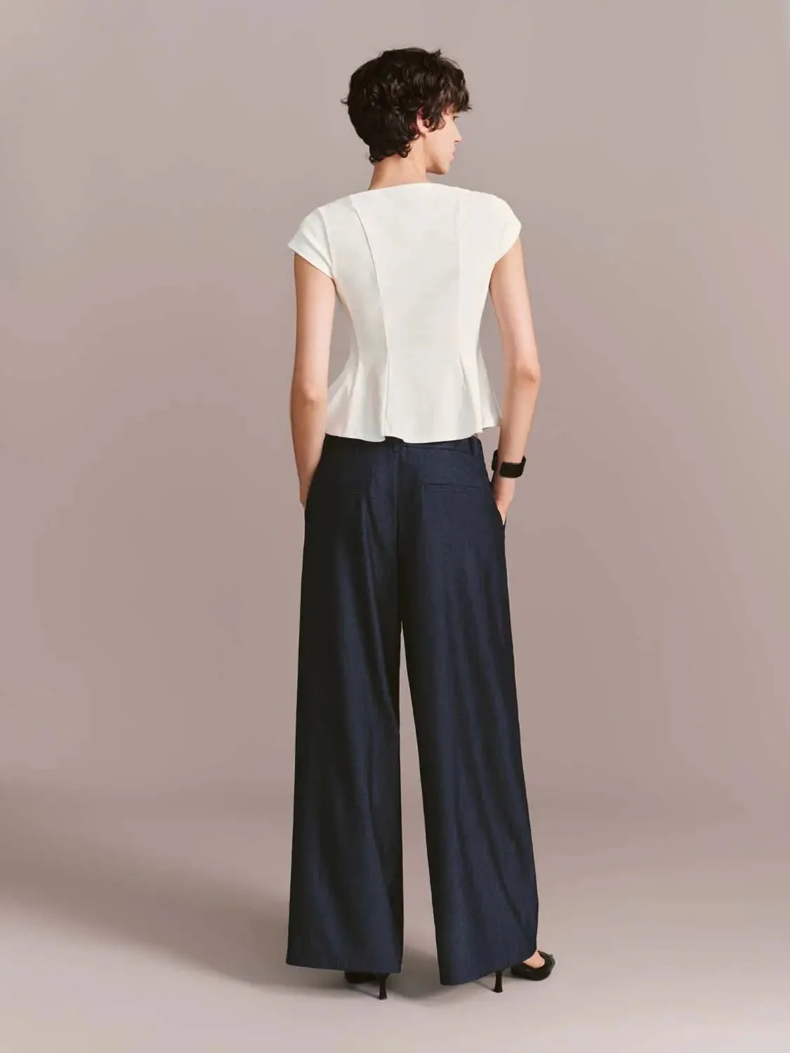 14970-cotton-blend-nipped-waist-cap-sleeve-top-6.webp Cotton Blend Nipped Waist Cap Sleeve Top