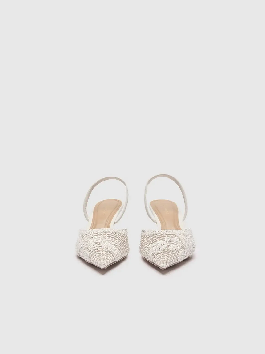 Point-Toe Crochet High Heeled Slingbacks