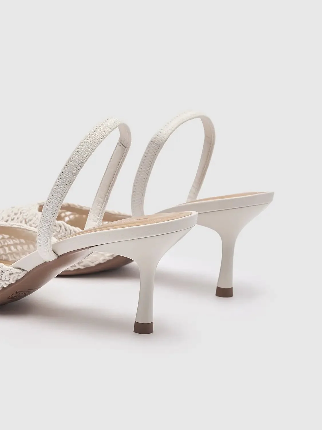 Point-Toe Crochet High Heeled Slingbacks