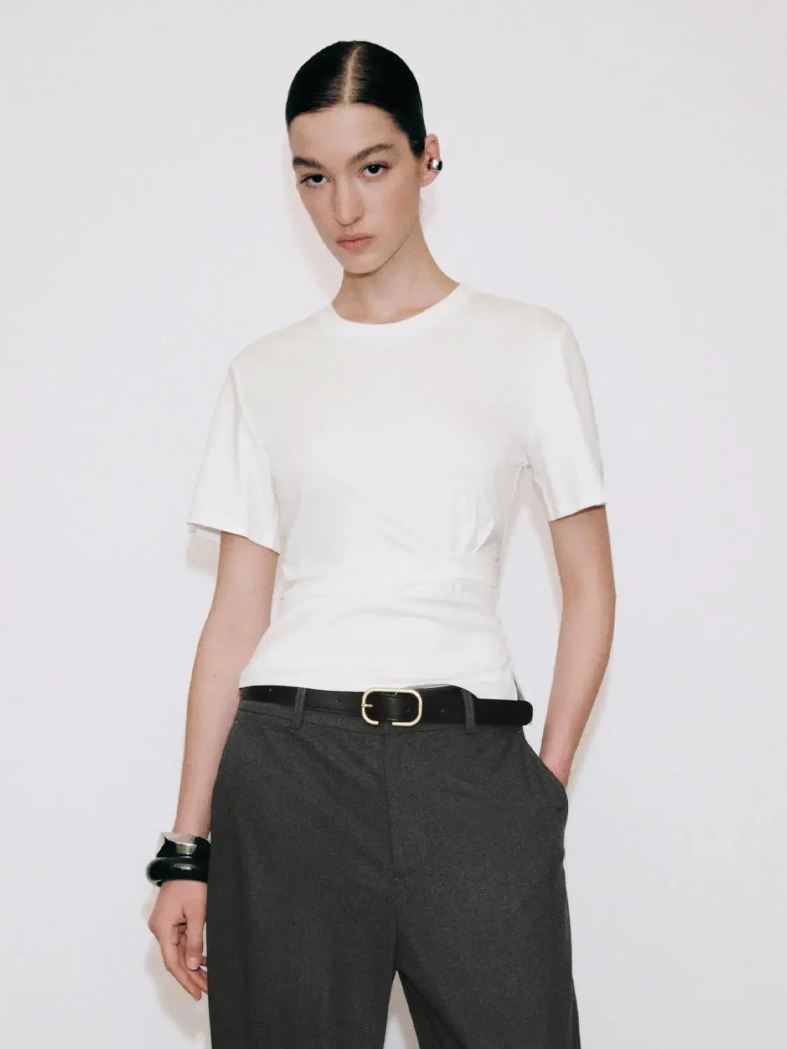 15071-crisp-cotton-tie-waist-crew-neck-t-shirts-1.webp Crisp Cotton Tie Waist Crew Neck T Shirts
