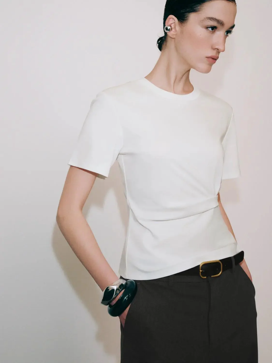 15071-crisp-cotton-tie-waist-crew-neck-t-shirts-2.webp Crisp Cotton Tie Waist Crew Neck T Shirts