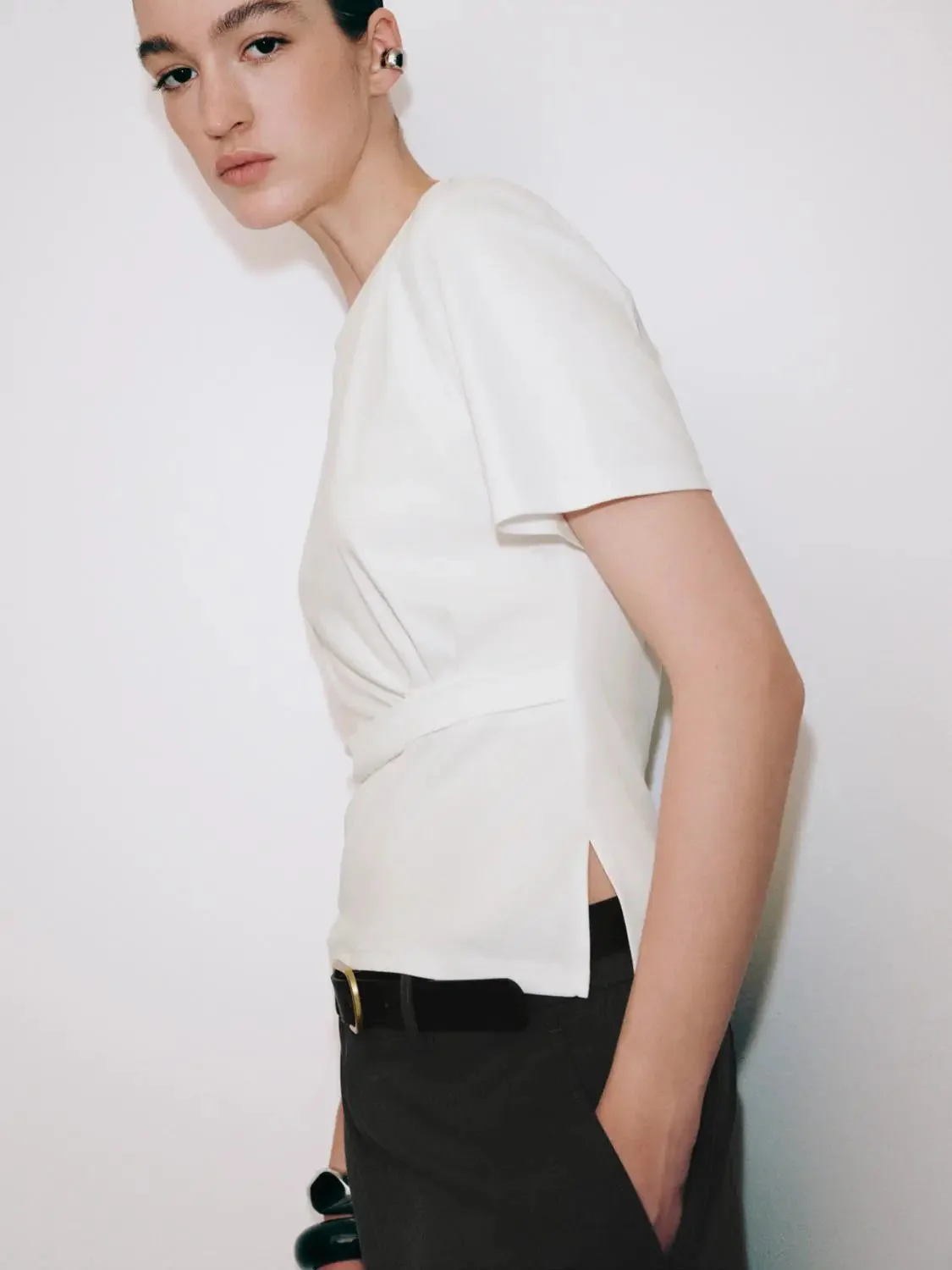 15071-crisp-cotton-tie-waist-crew-neck-t-shirts-3.webp Crisp Cotton Tie Waist Crew Neck T Shirts
