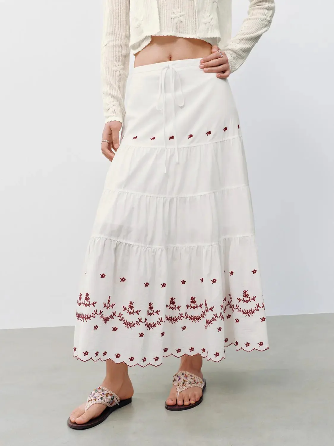 15133-contrast-printed-drawstring-tiered-a-line-midi-skirts-1.webp Contrast Printed Drawstring Tiered A-Line Midi Skirts
