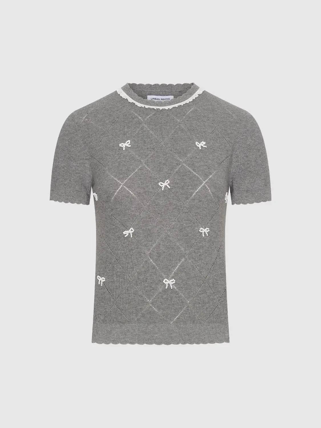 15198-bow-detail-check-knitted-t-shirts-15.webp Bow Detail Check Knitted T-Shirts