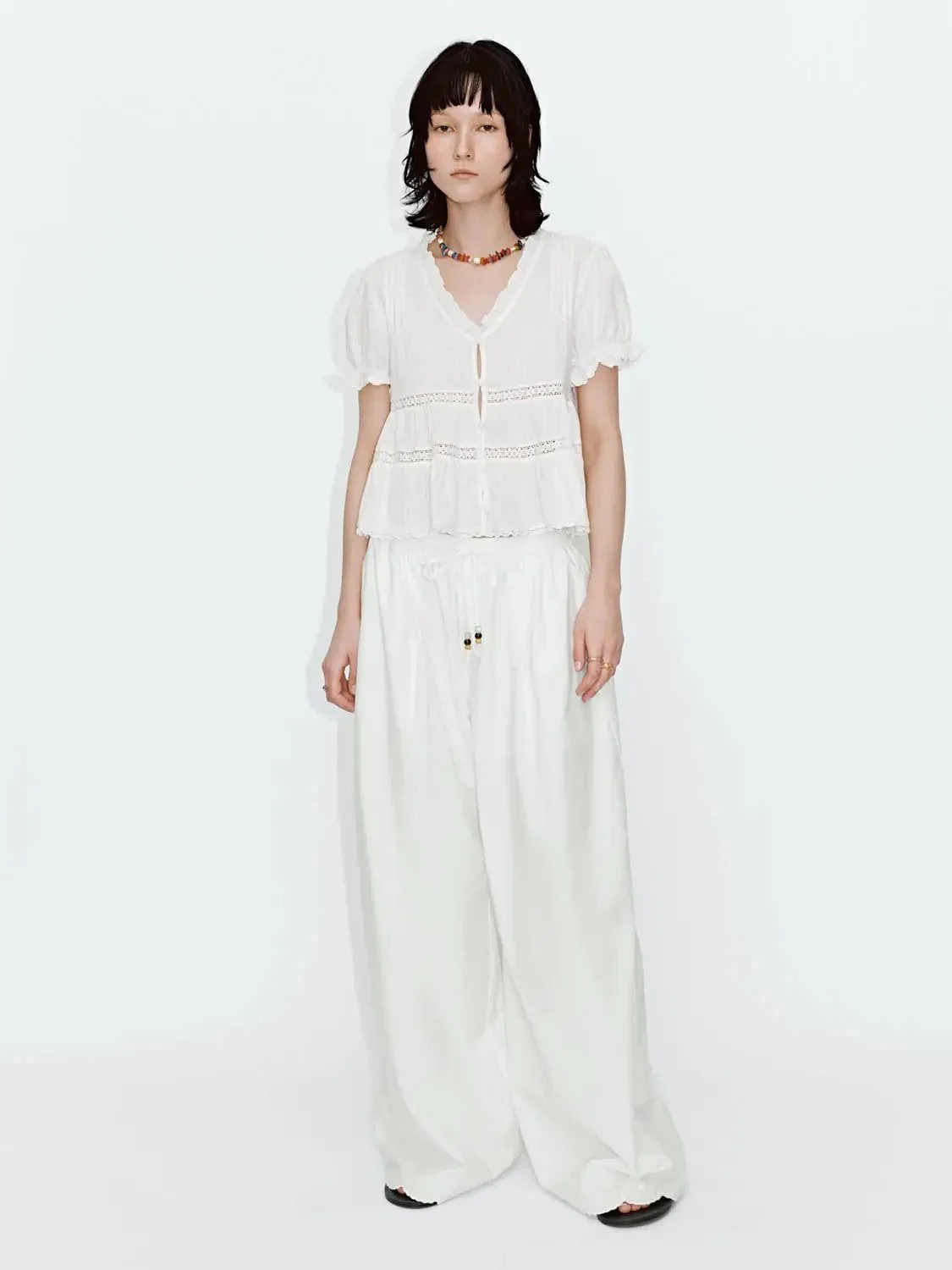 15221-ruffle-trim-lace-detail-v-neck-shirts-5.webp Ruffle Trim Lace Detail V-Neck Shirts