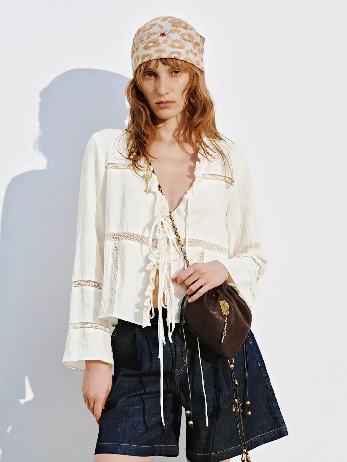 15266-ruffle-trim-v-neck-lace-up-guipure-detail-shirts-9.webp Ruffle Trim V-Neck Lace-Up Guipure Detail Shirts