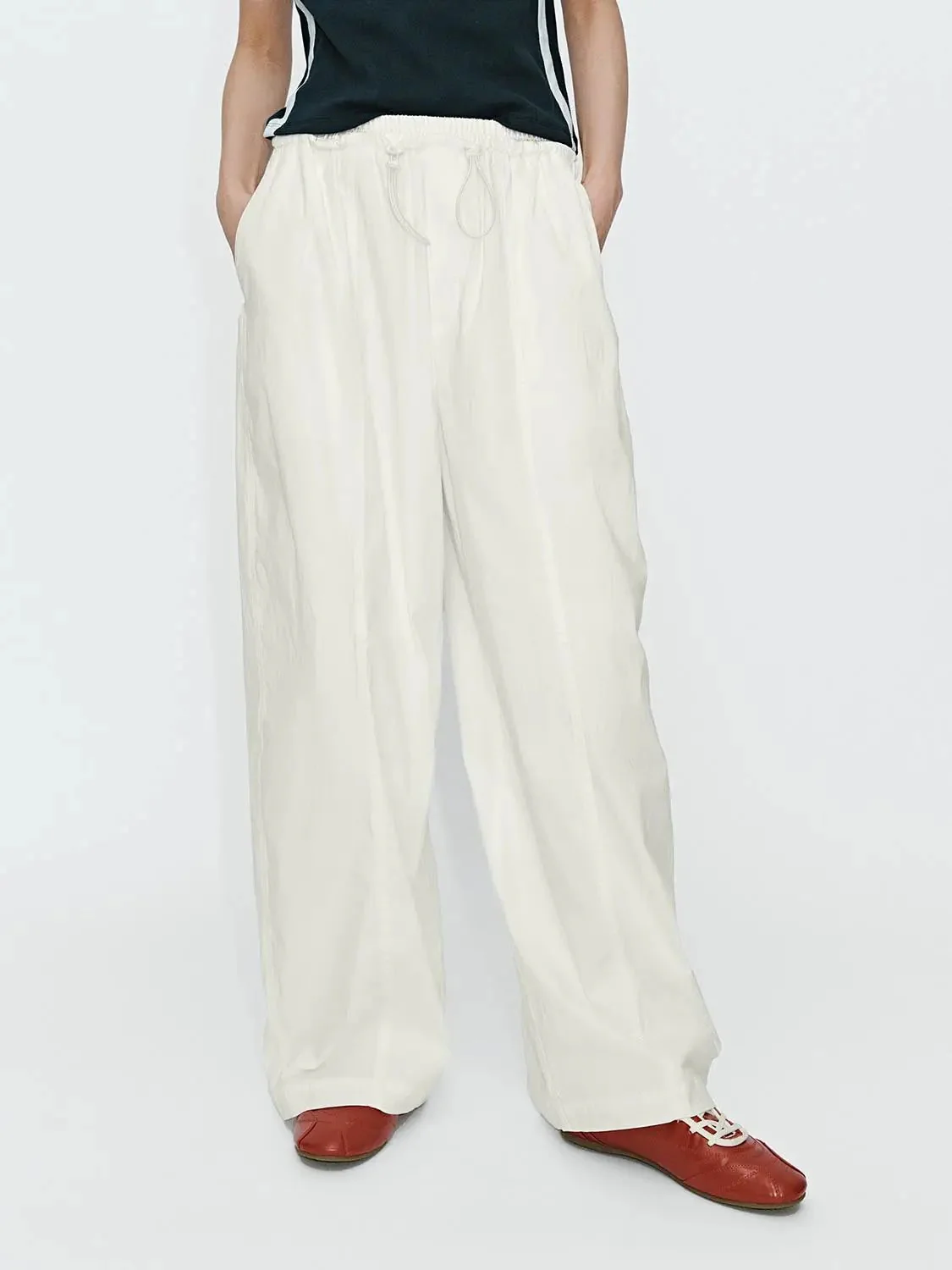 Drawstring Seamed Jogger Pants