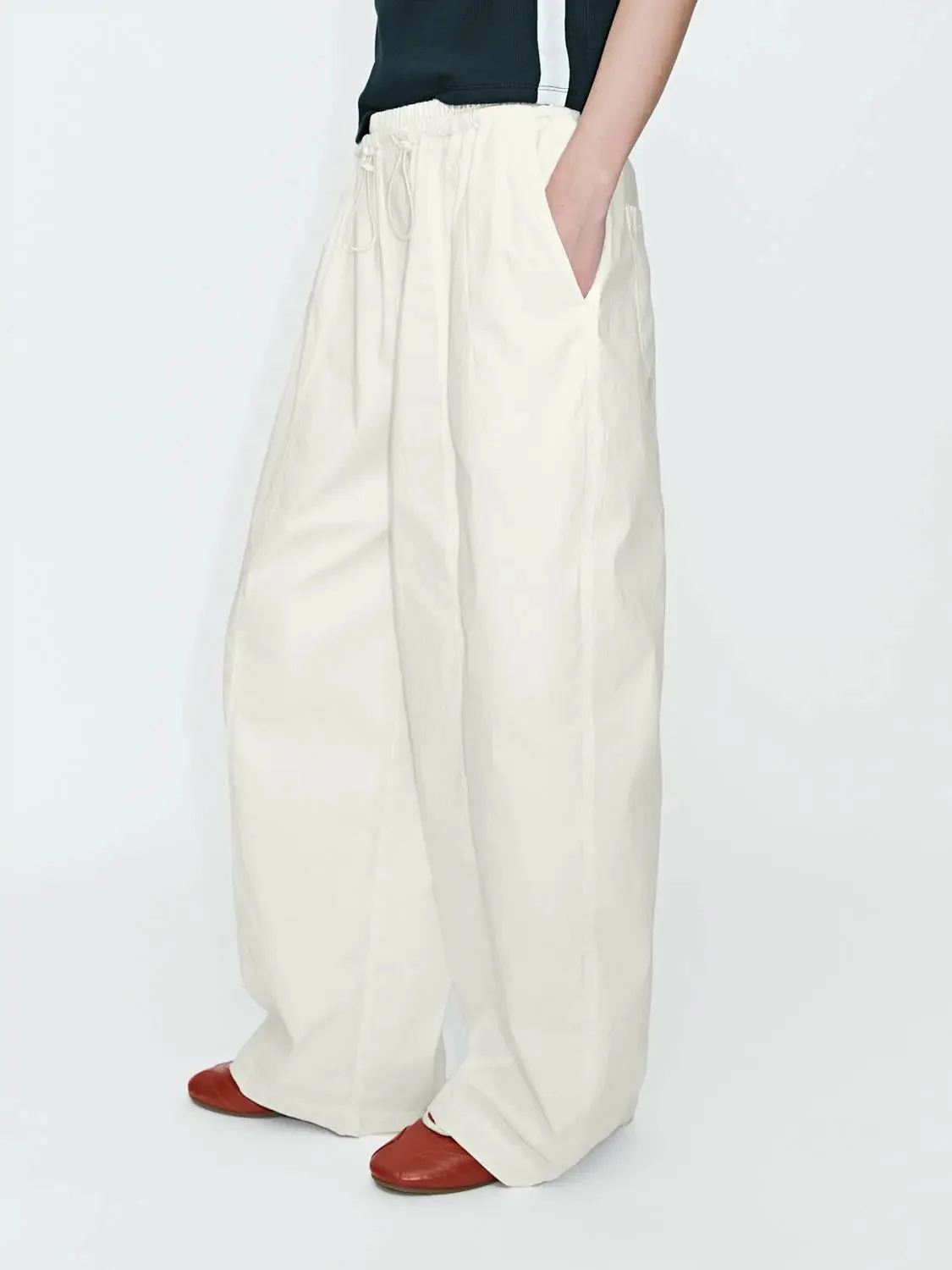 Drawstring Seamed Jogger Pants