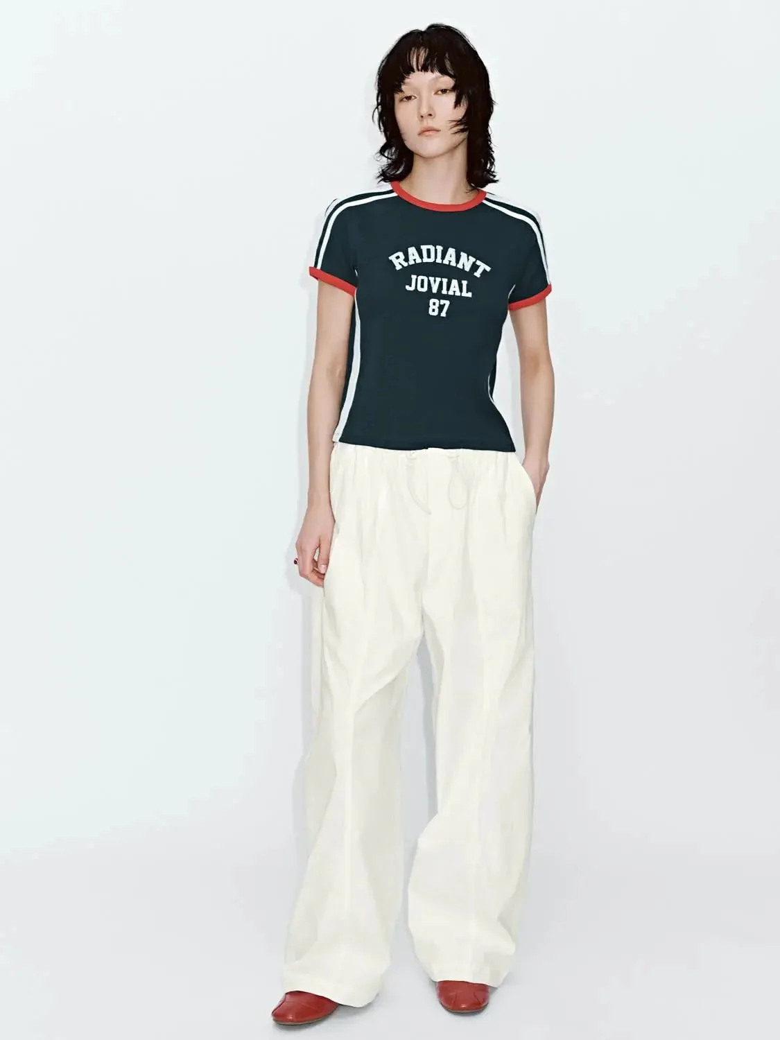 Drawstring Seamed Jogger Pants