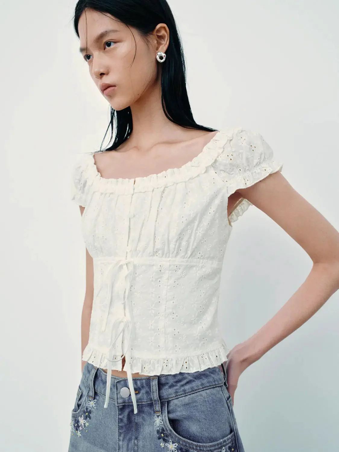 15305-square-neck-ruffle-trim-sleeveless-shirts-2.webp Square-Neck Ruffle Trim Sleeveless Shirts