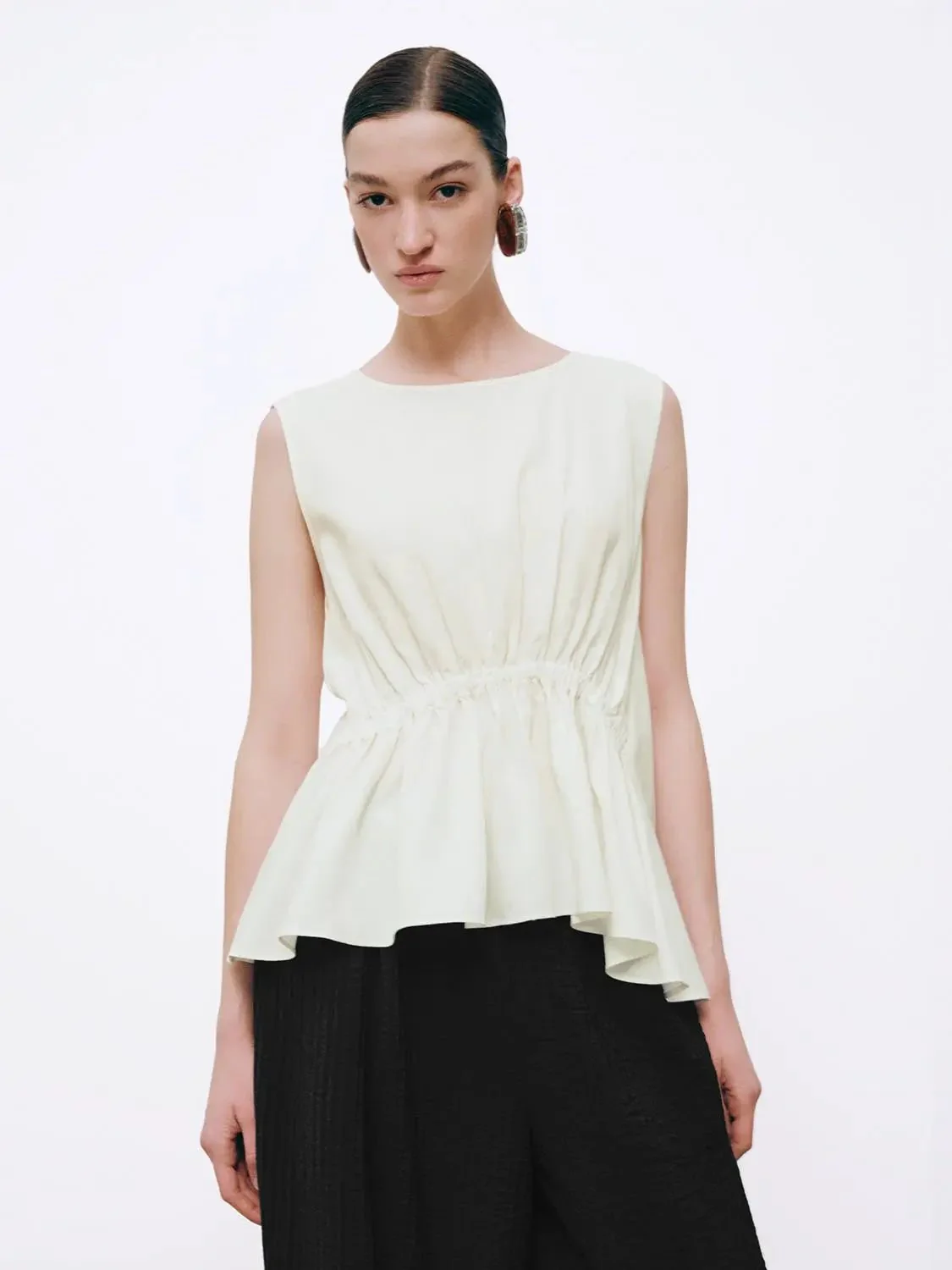 15317-linen-blend-crew-neck-shirring-detail-sleeveless-overhead-shirts-18.webp Linen Blend Crew Neck Shirring Detail Sleeveless Overhead Shirts