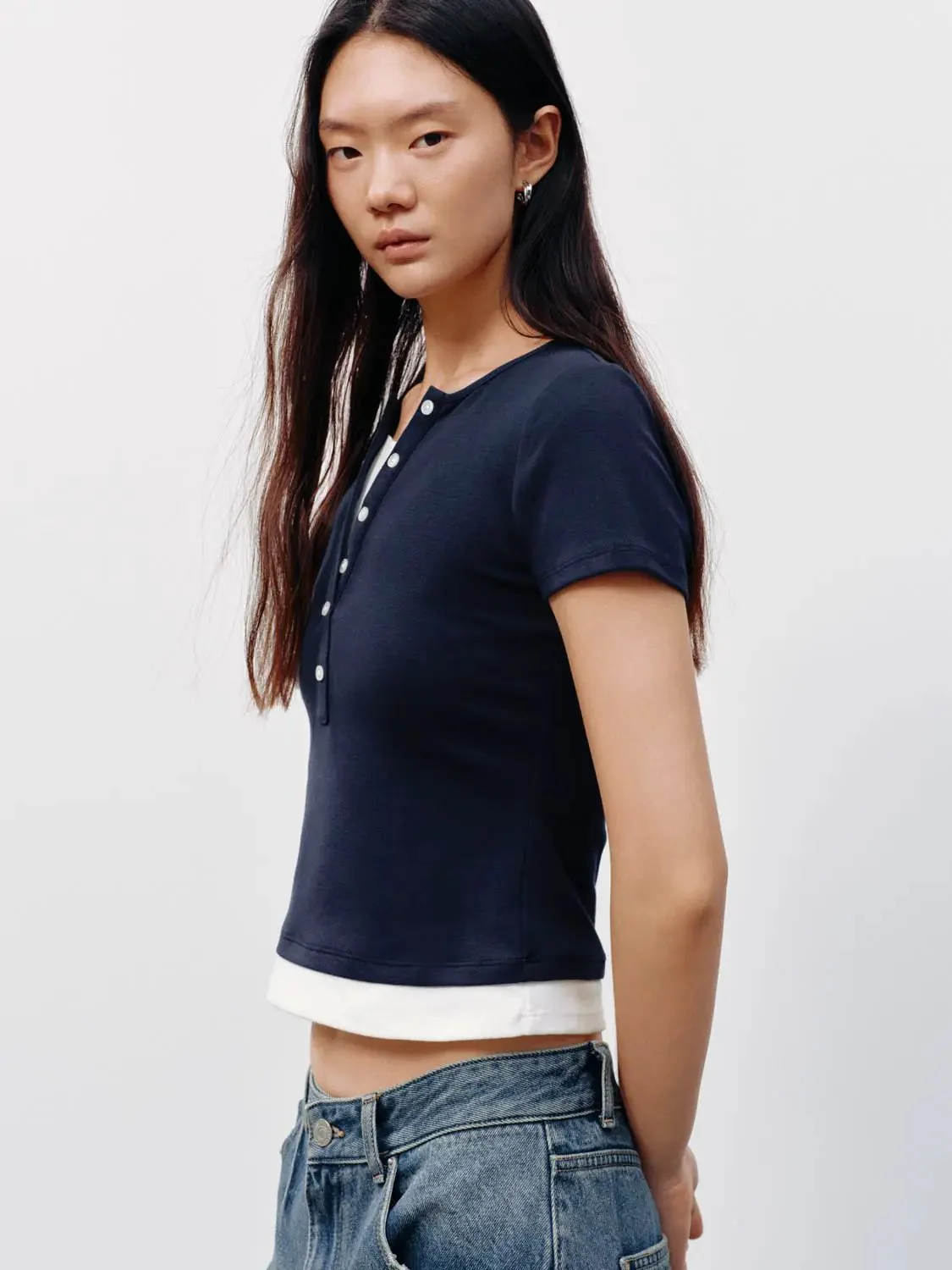 1539-cotton-blend-two-in-one-henley-neck-short-sleeve-t-shirts-10.webp Cotton Blend Two In One Henley Neck Short Sleeve T Shirts