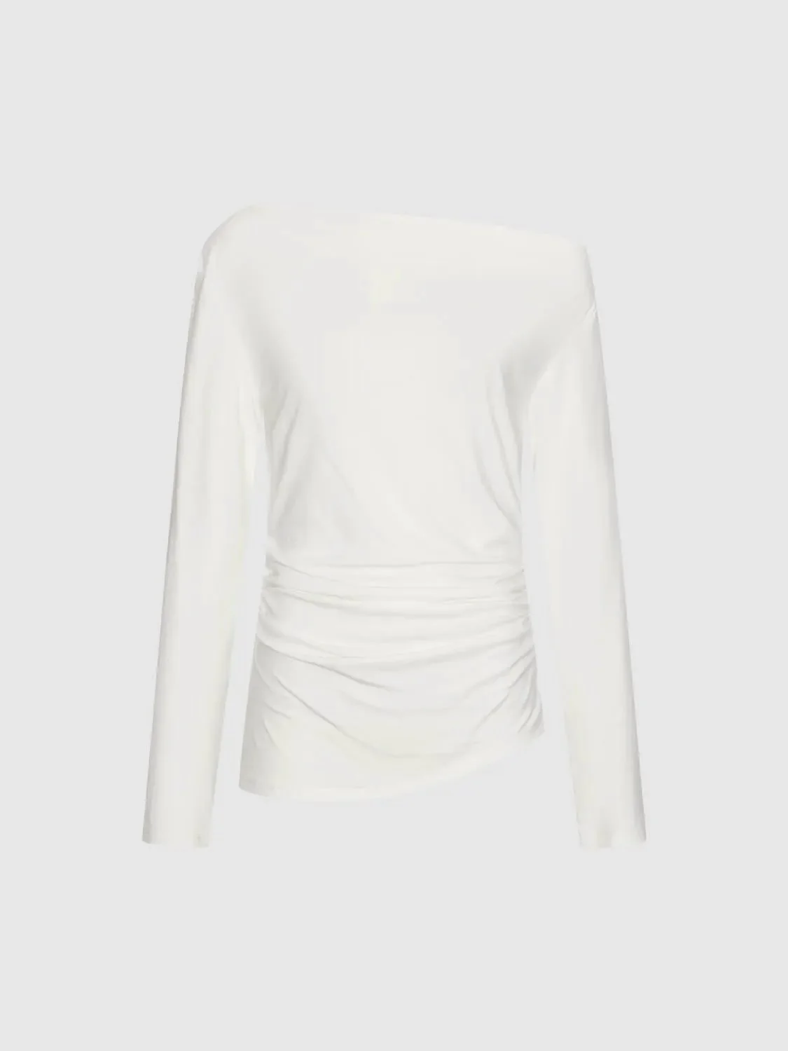 15414-viscose-one-shoulder-ruched-long-sleeve-top-7.webp Viscose One Shoulder Ruched Long Sleeve Top